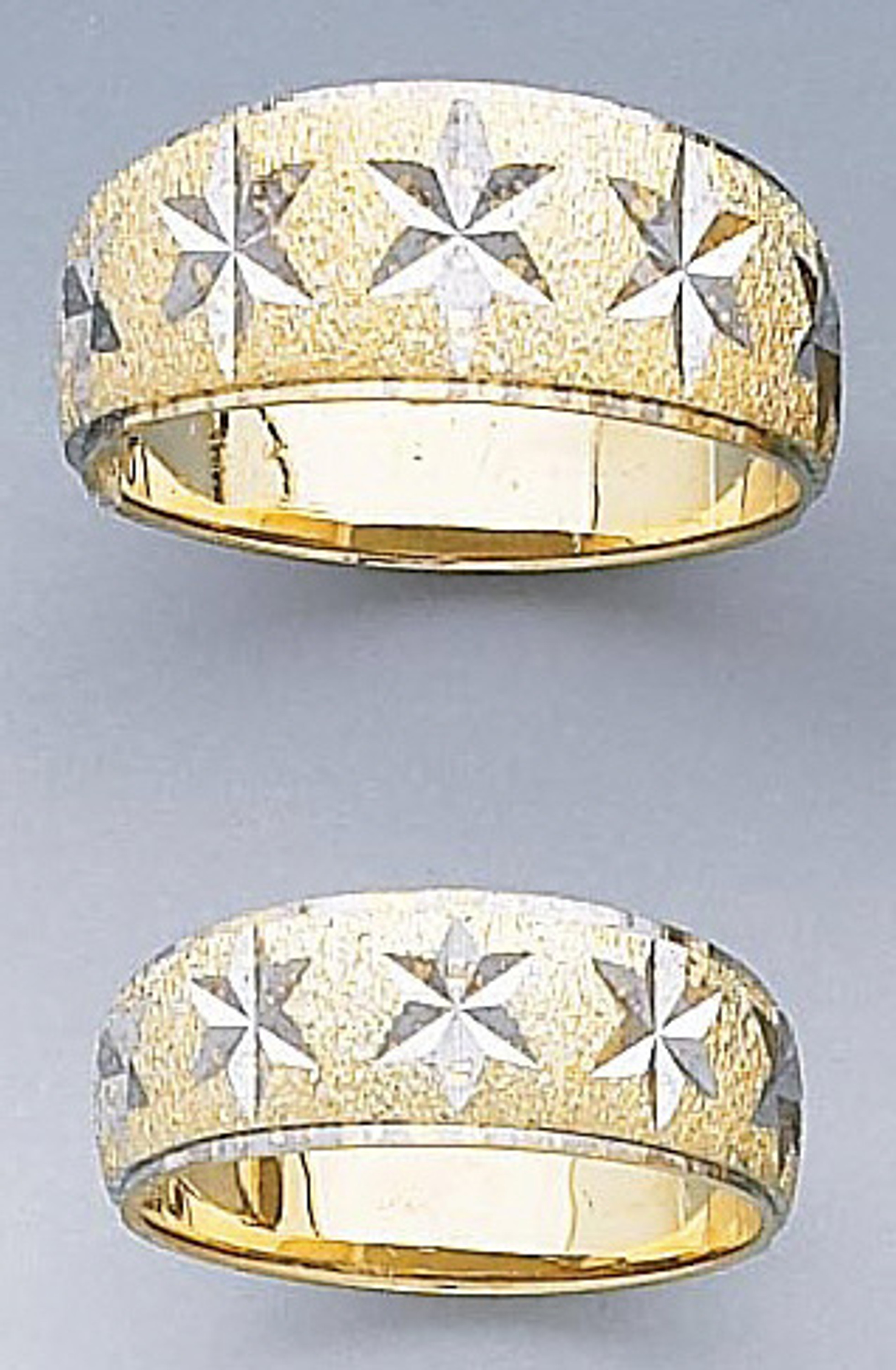 14k Gold Two-tone 10mm His & 8mm Her's Matching Wedding Bands 14k Gold Two-tone 10mm His & 8mm Her's Matching Wedding Bands