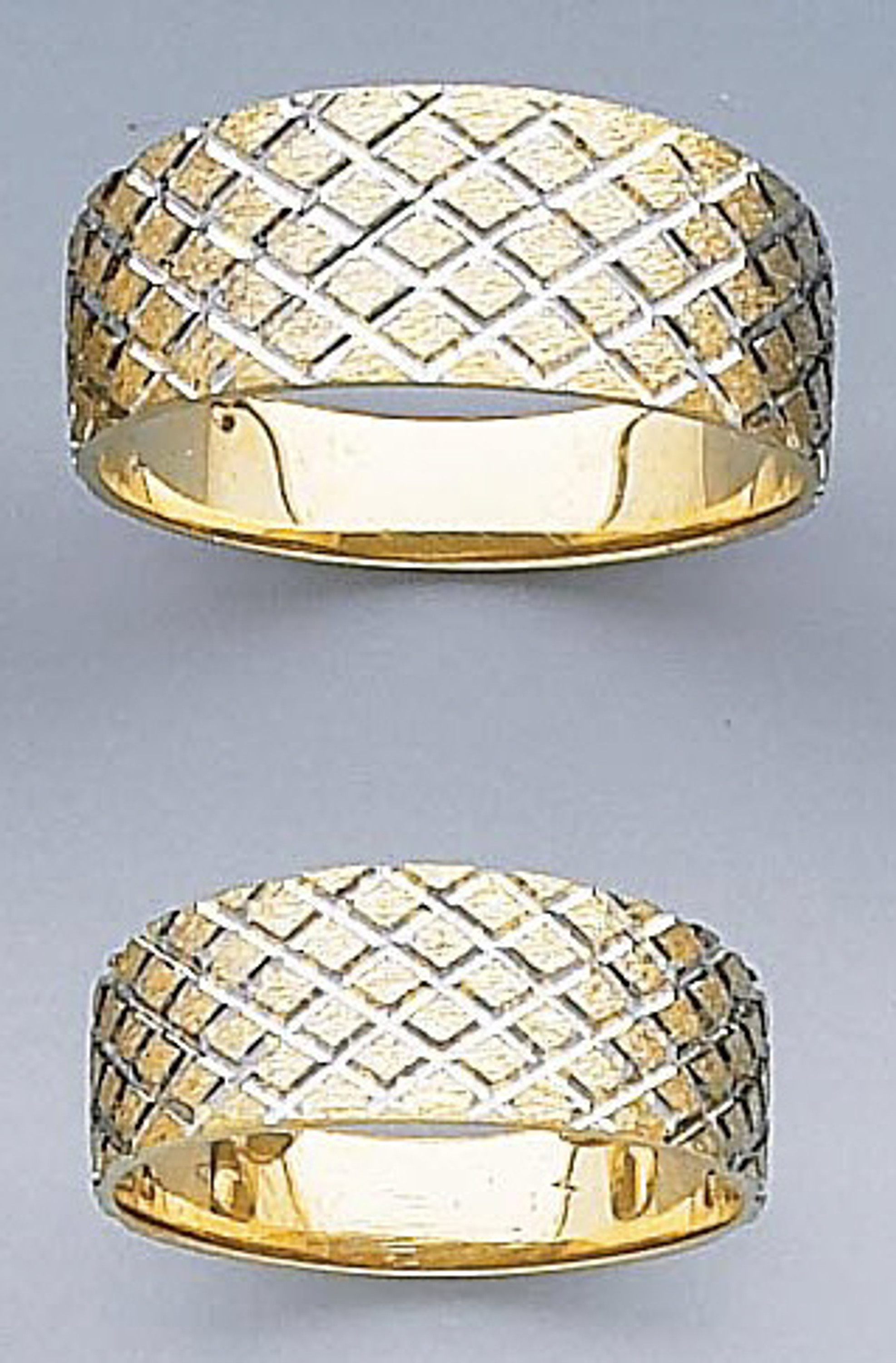 14k Gold Two-tone 9mm His & 8mm Her's Matching Wedding Band Set -- 5464 14k Gold Two-tone 9mm His & 8mm Her's Matching Wedding Band Set -- 5464