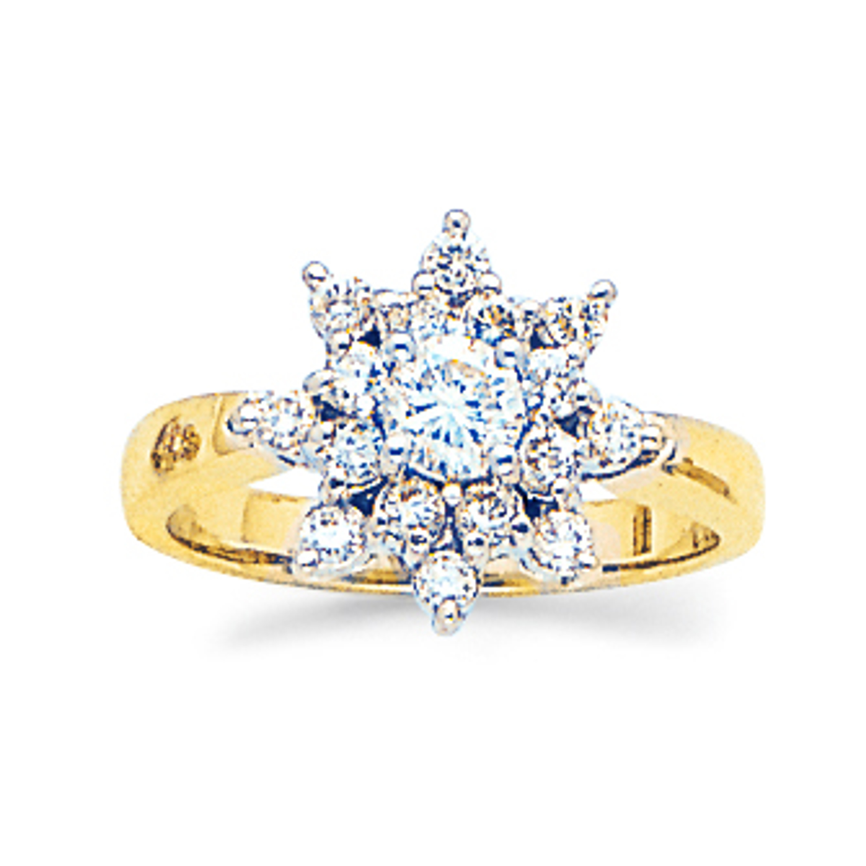 14k Gold13mm Ladies Prong-set 0.75ct Diamond Flower Ring 14k Gold13mm Ladies Prong-set 0.75ct Diamond Flower Ring