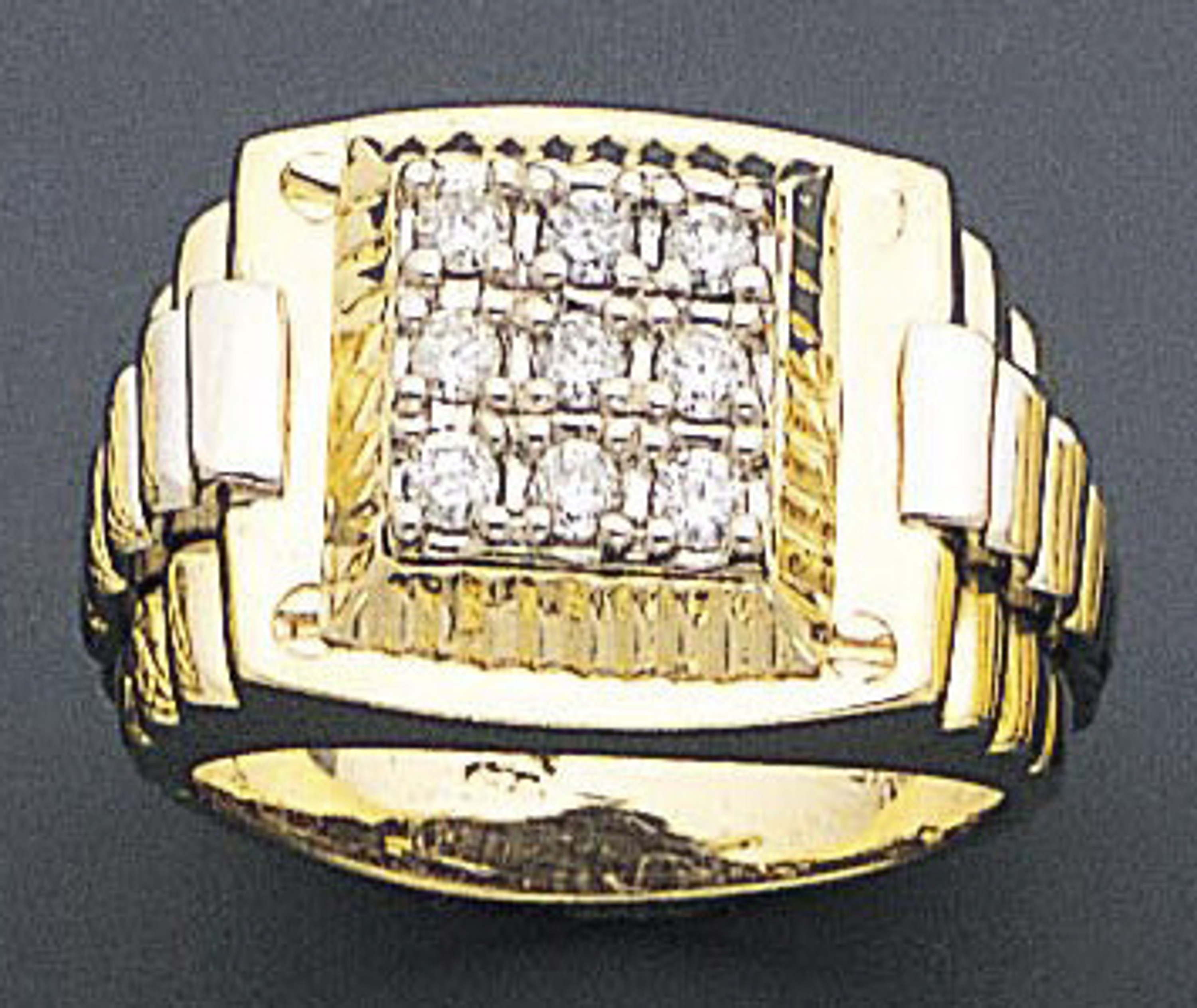 14k Gold Men's Ring with  9 Diamonds 0.5ct 14k Gold Men's Ring with  9 Diamonds 0.5ct