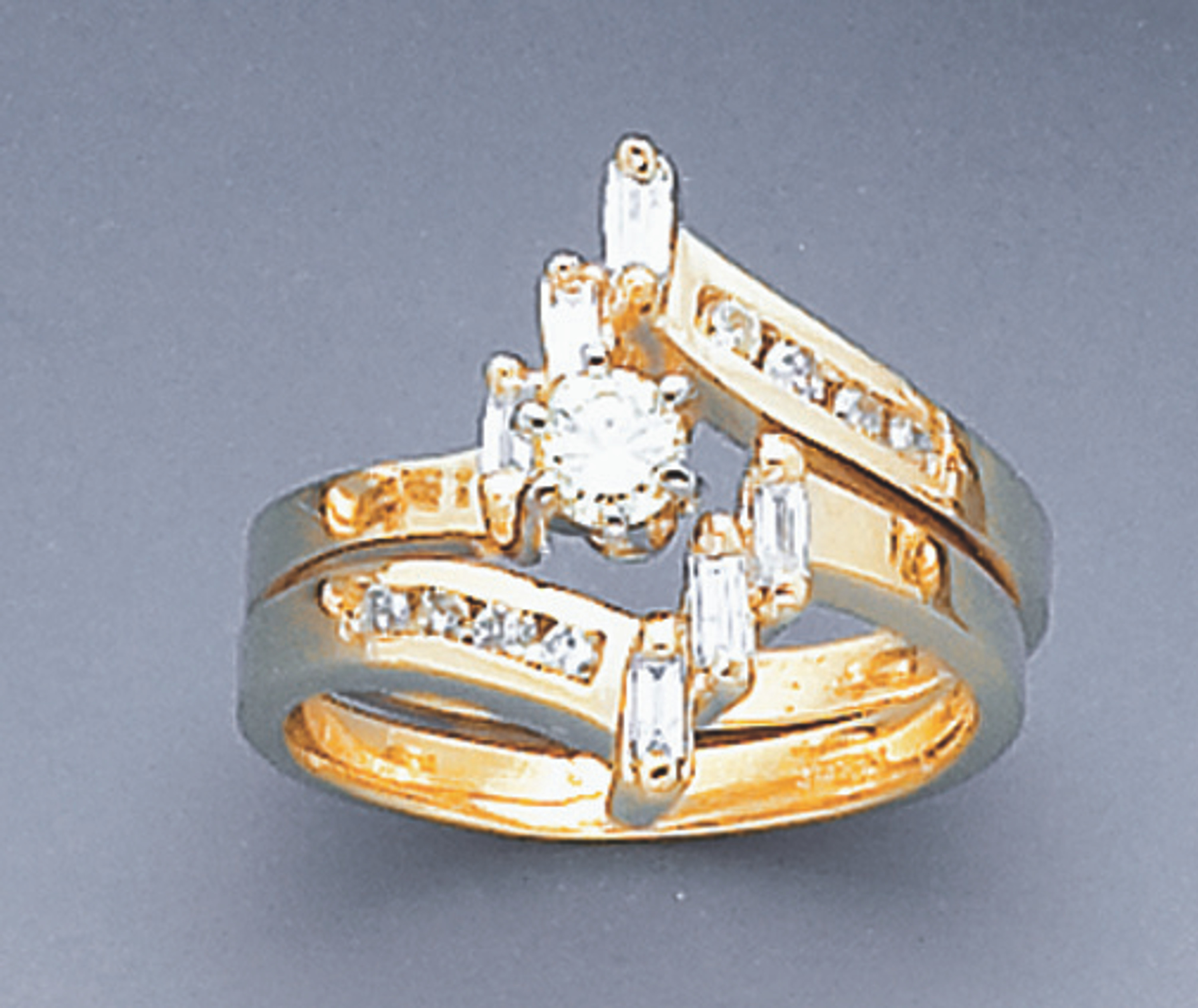 14k Yellow Gold 17mm Wide With 0.75ct Diamond Lady's Bridal Wedding Ring Set 14k Yellow Gold 17mm Wide With 0.75ct Diamond Lady's Bridal Wedding Ring Set