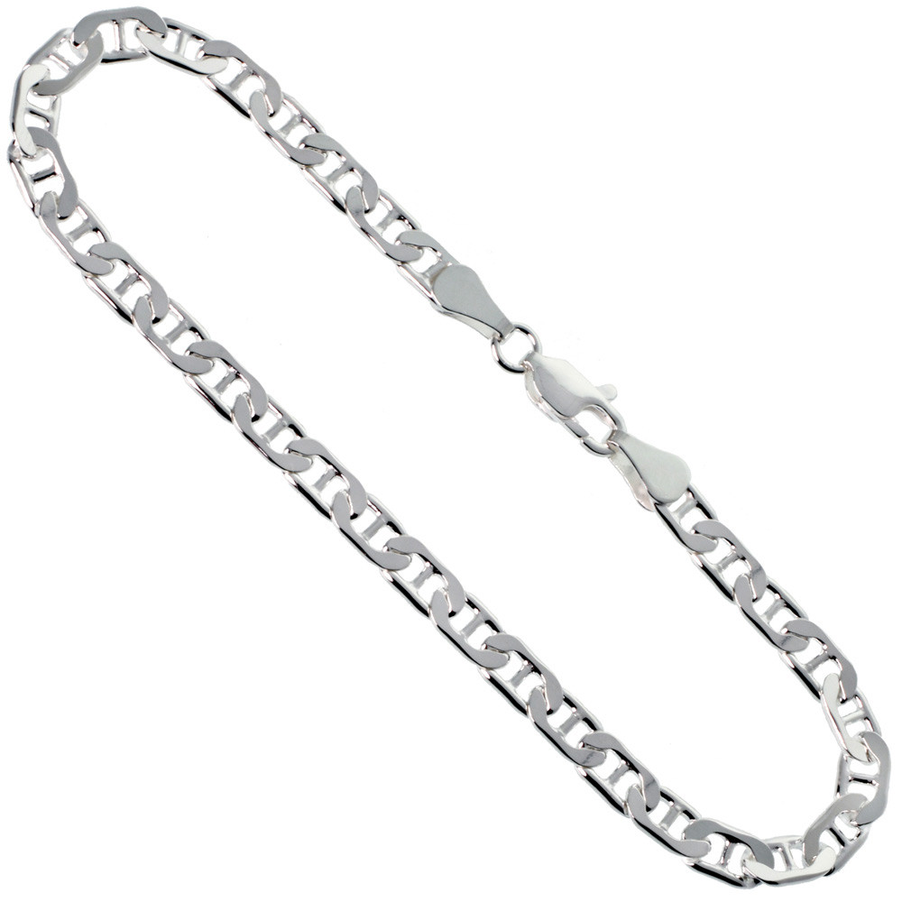 Sterling Silver (nickel Free) 5mm Flat Mariner Chain 20 Inches