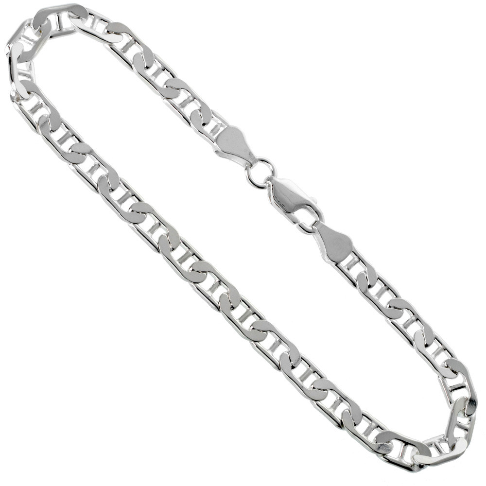 Sterling Silver (nickel Free) 6mm Flat Mariner Chain 24 Inches