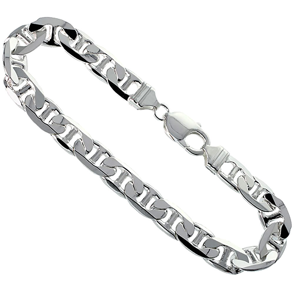 Sterling Silver (nickel Free) 9mm Flat Mariner Chain 22 Inches
