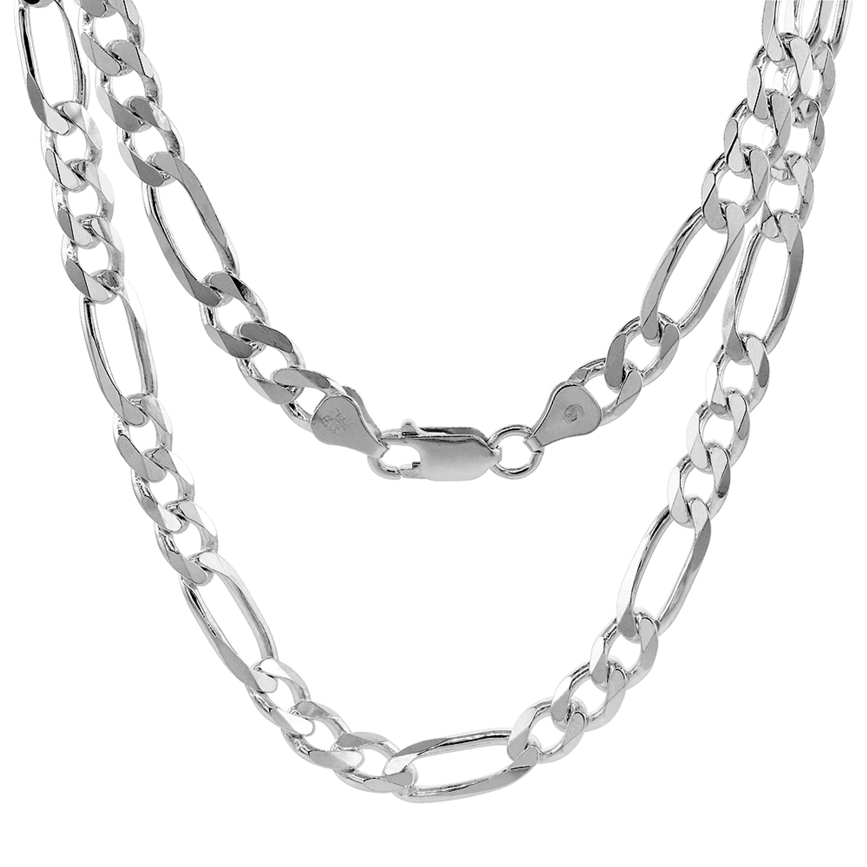 Sterling Silver "Nickel Free" 7mm Figaro Chain 24" Sterling Silver "Nickel Free" 7mm Figaro Chain 24"
