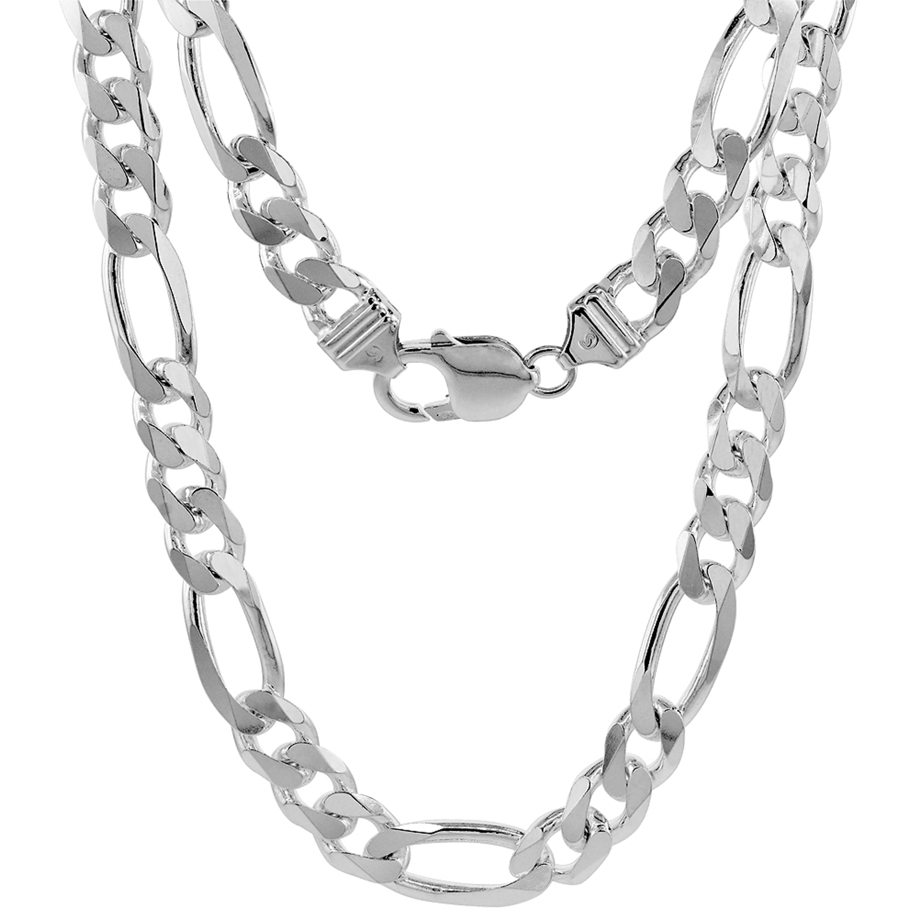 Sterling Silver "Nickel Free" 9mm Figaro Chain 22" Sterling Silver "Nickel Free" 9mm Figaro Chain 22"