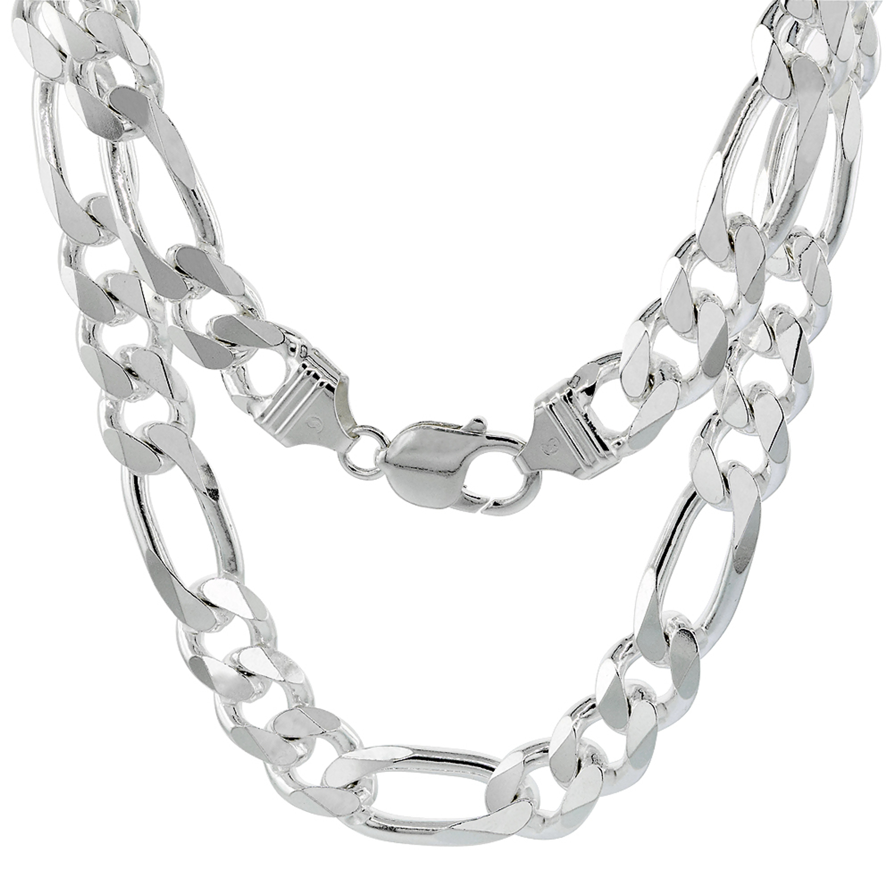 Sterling Silver "Nickel Free" 10.5mm Figaro Chain 22" Sterling Silver "Nickel Free" 10.5mm Figaro Chain 22"