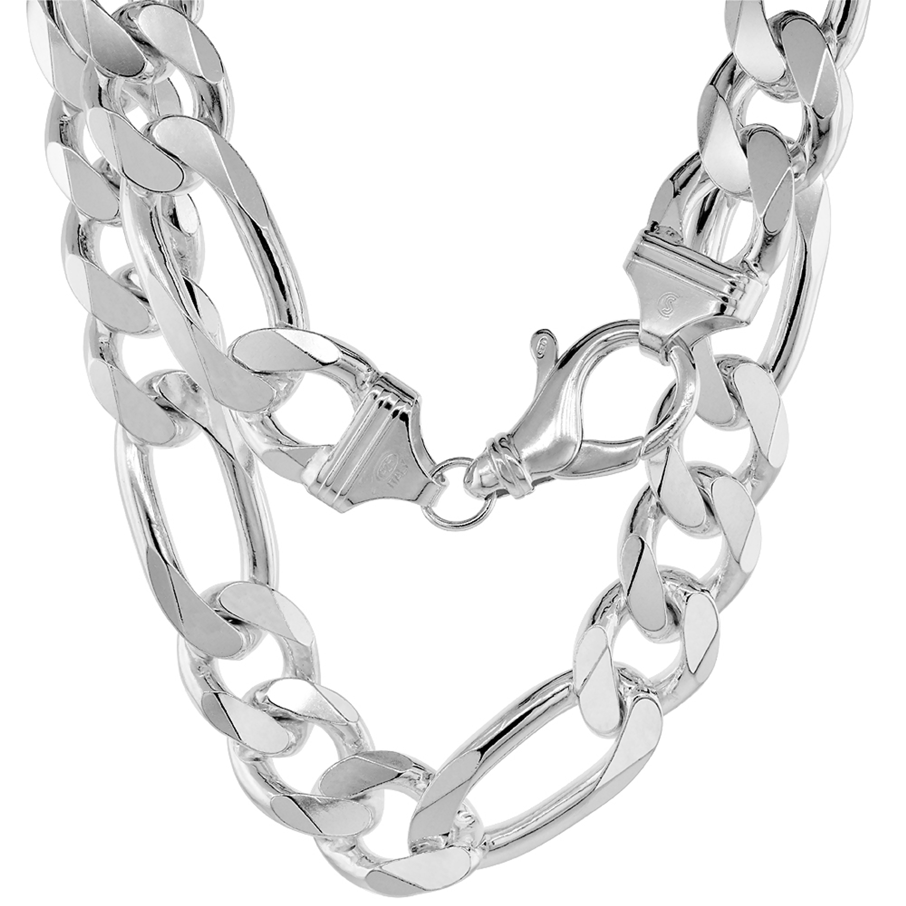 Sterling Silver "Nickel Free" 14 Mm Figaro Chain 22" Sterling Silver "Nickel Free" 14 Mm Figaro Chain 22"