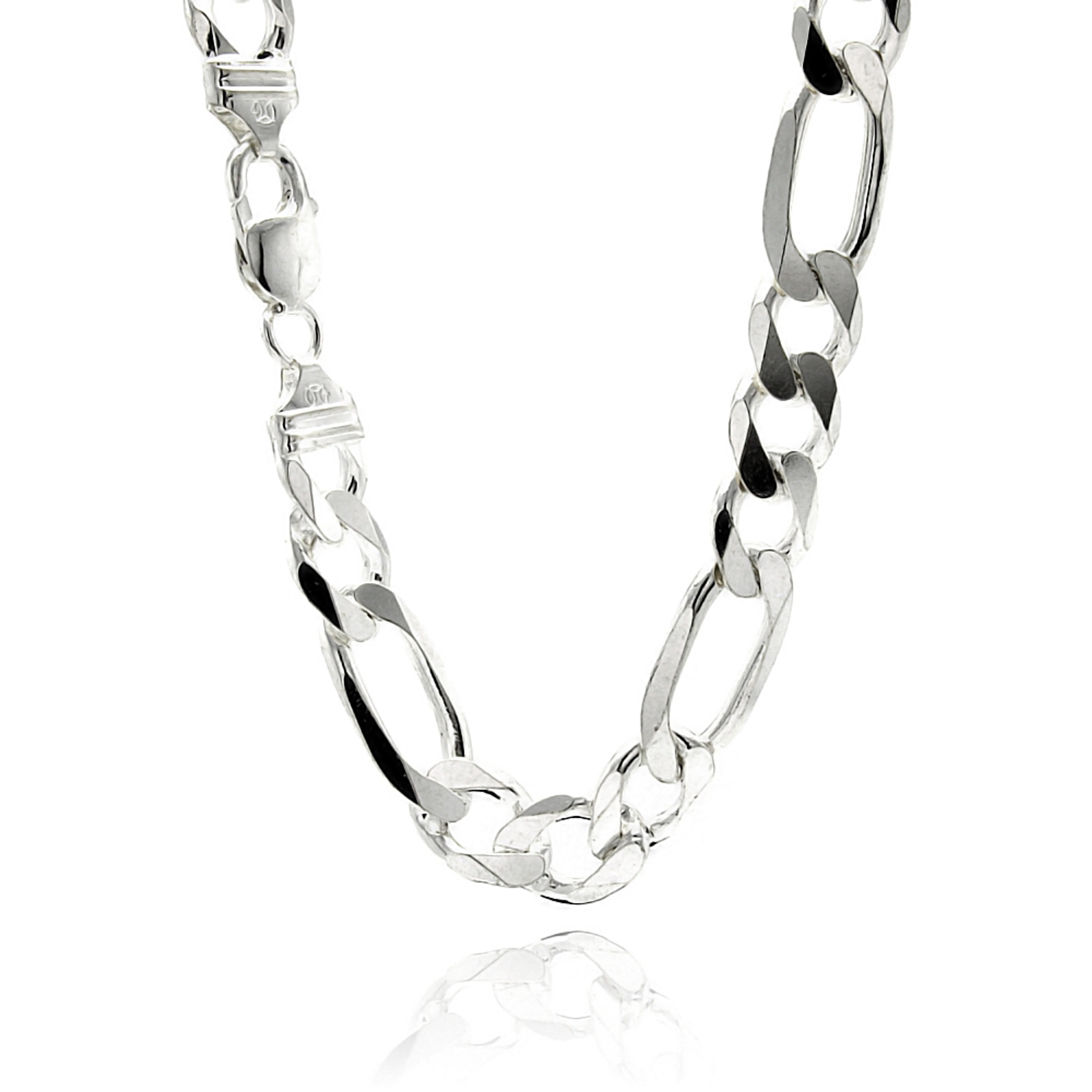 Sterling Silver (Nickel Free) 14 Mm Figaro Bracelet 9 Inches Sterling Silver (Nickel Free) 14 Mm Figaro Bracelet 9 Inches