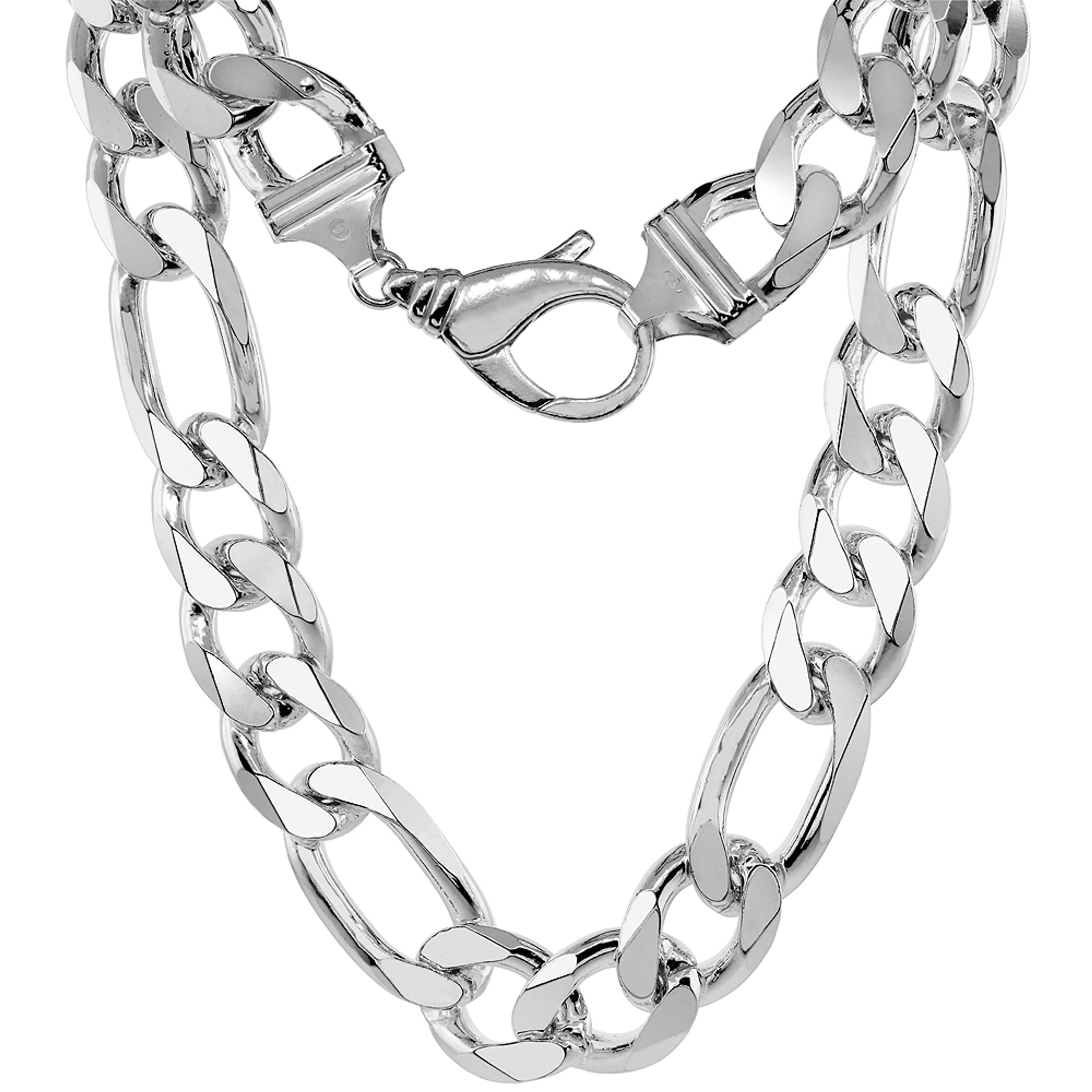 Sterling Silver "Nickel Free" 18 Mm Figaro Chain 24" Sterling Silver "Nickel Free" 18 Mm Figaro Chain 24"