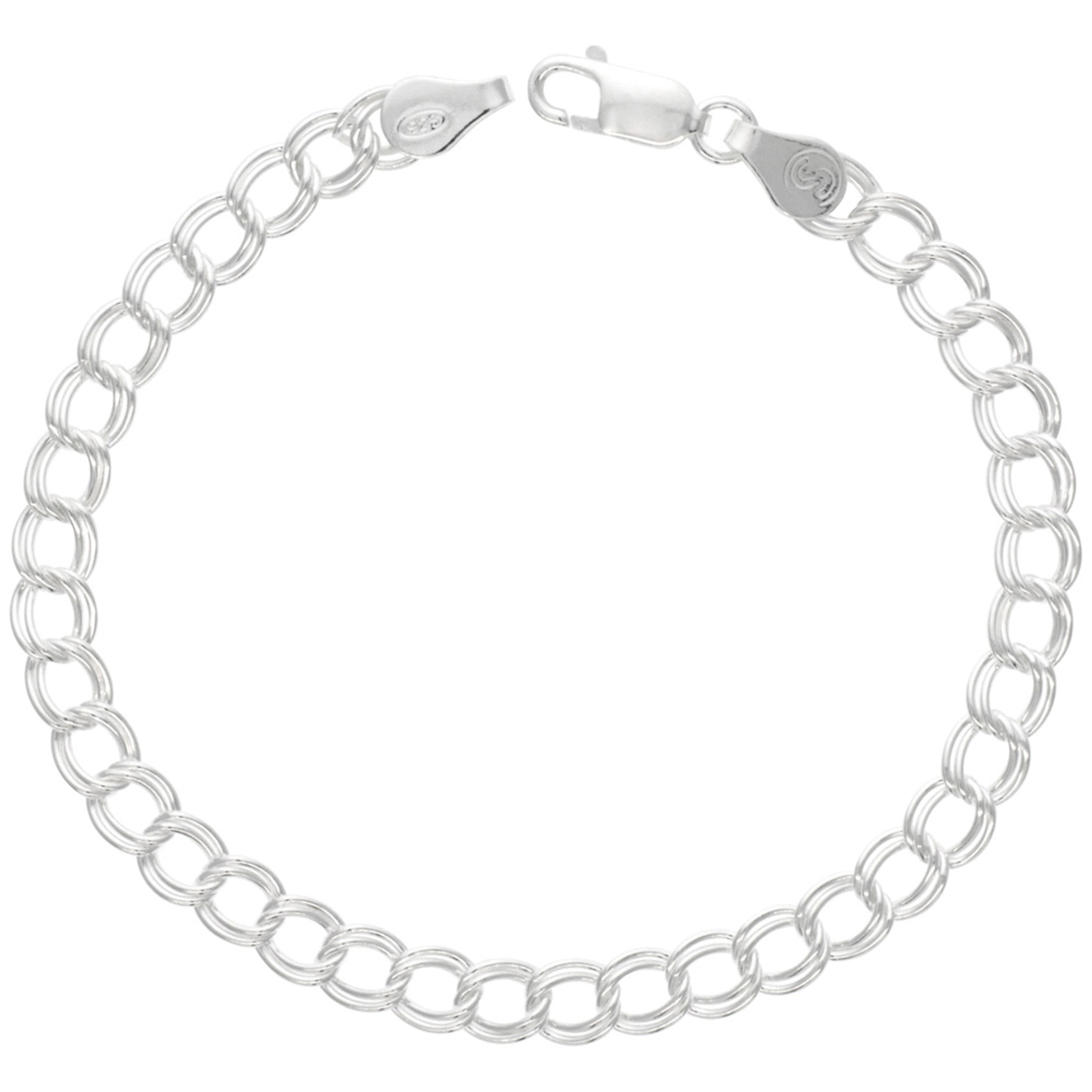 Sterling Silver 4 Mm Charm Link Bracelet - 8 Inch Sterling Silver 4 Mm Charm Link Bracelet - 8 Inch