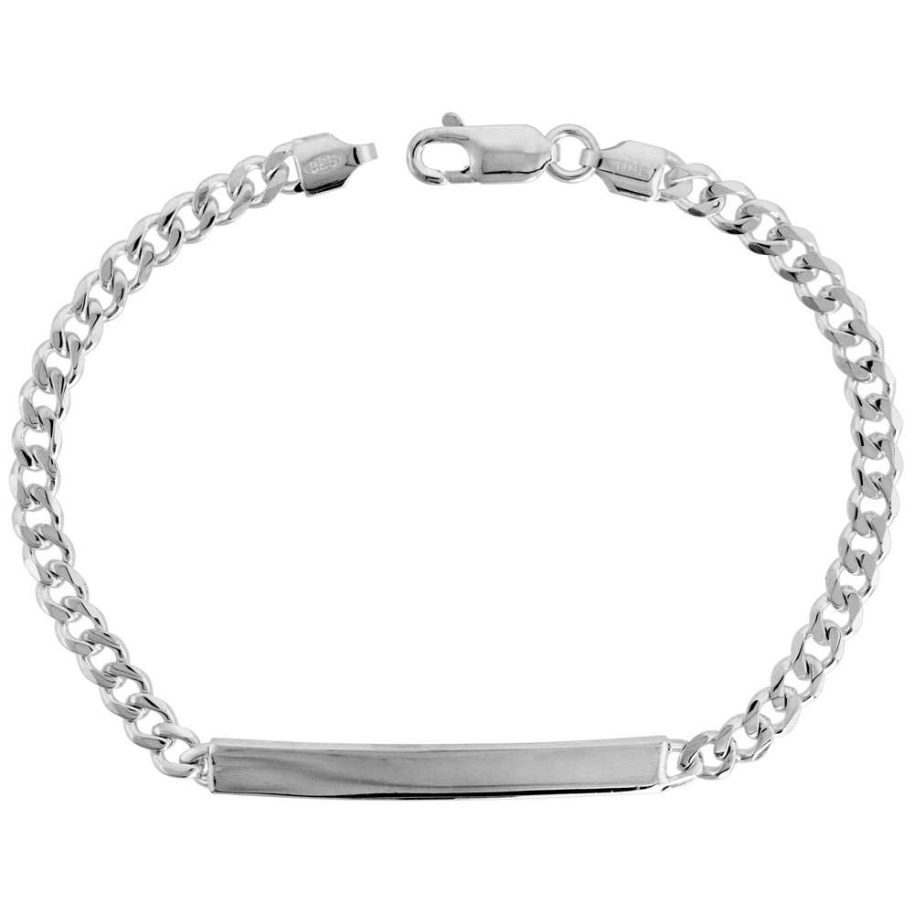 Sterling Silver 4mm Curb ID bracelet 7 Inches