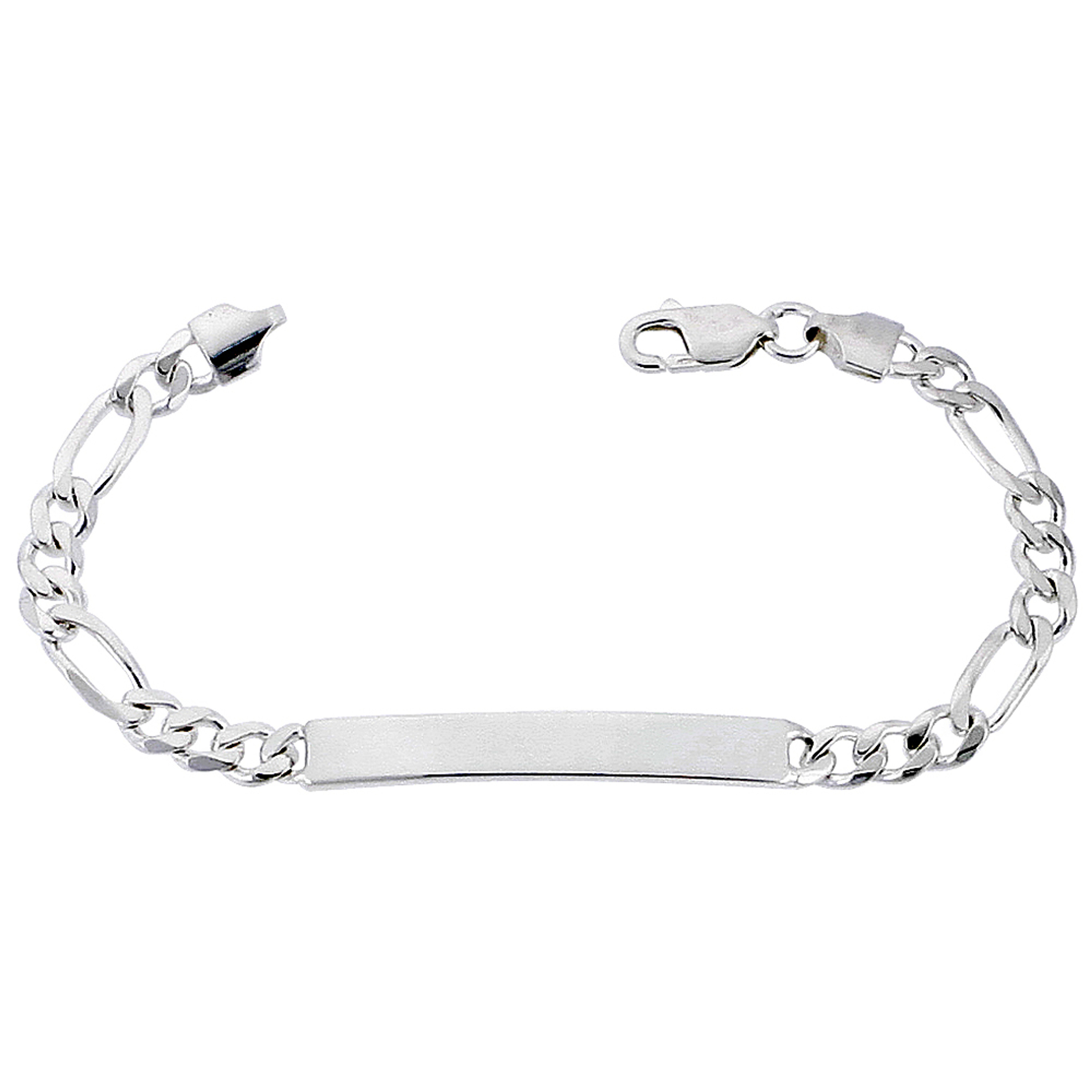 Sterling Silver 5.5mm Figaro ID bracelet 8 Inches