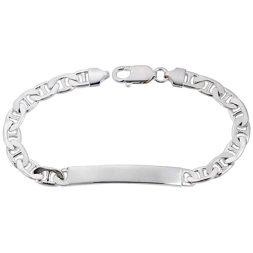 Sterling Silver 7 Mm Mariner ID bracelet 7 Inches