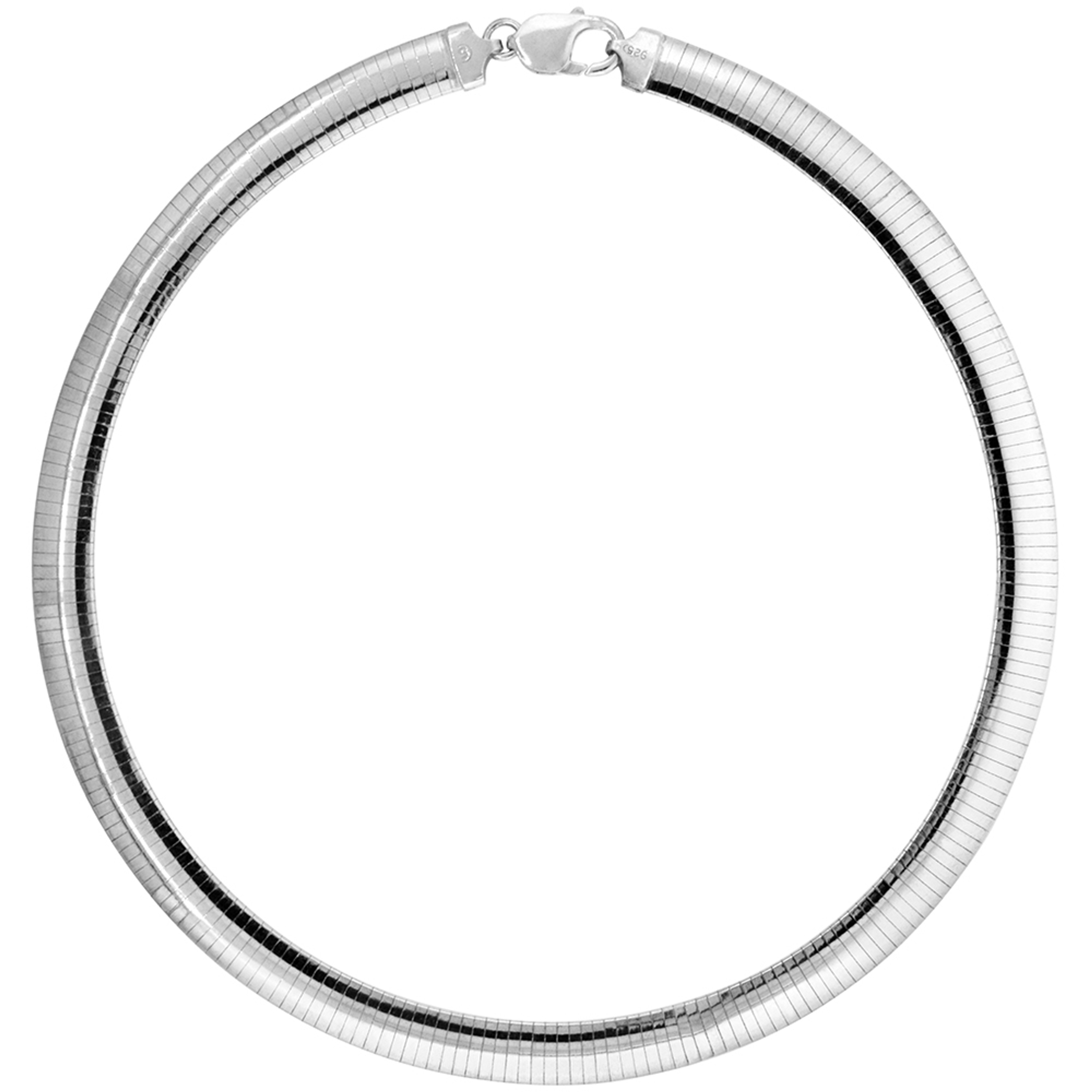 Sterling Silver 10 Mm Omega Necklace - 18 Inch