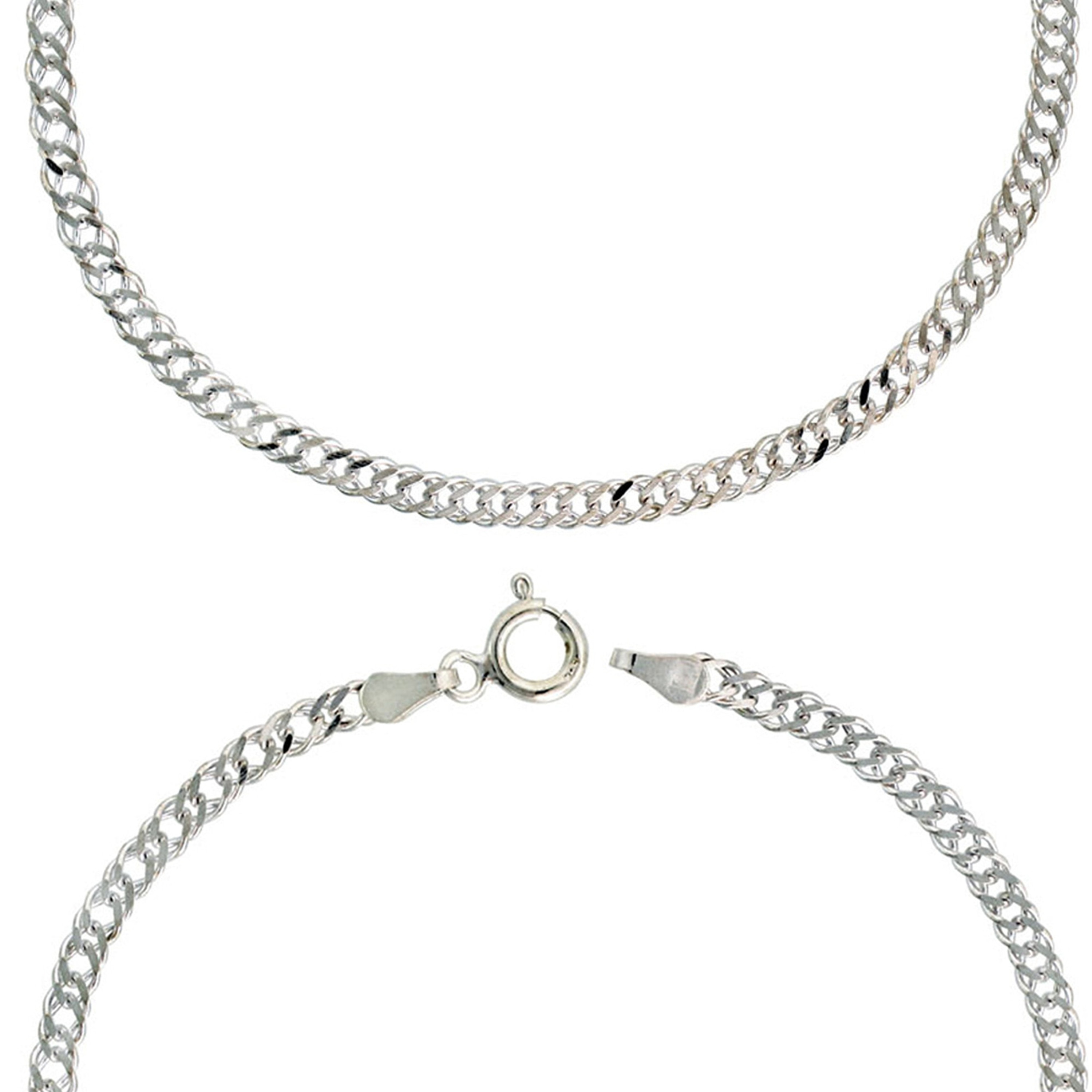 Sterling Silver (nickel Free) 3mm Double Link Bracelet 7 Inches Sterling Silver (nickel Free) 3mm Double Link Bracelet 7 Inches