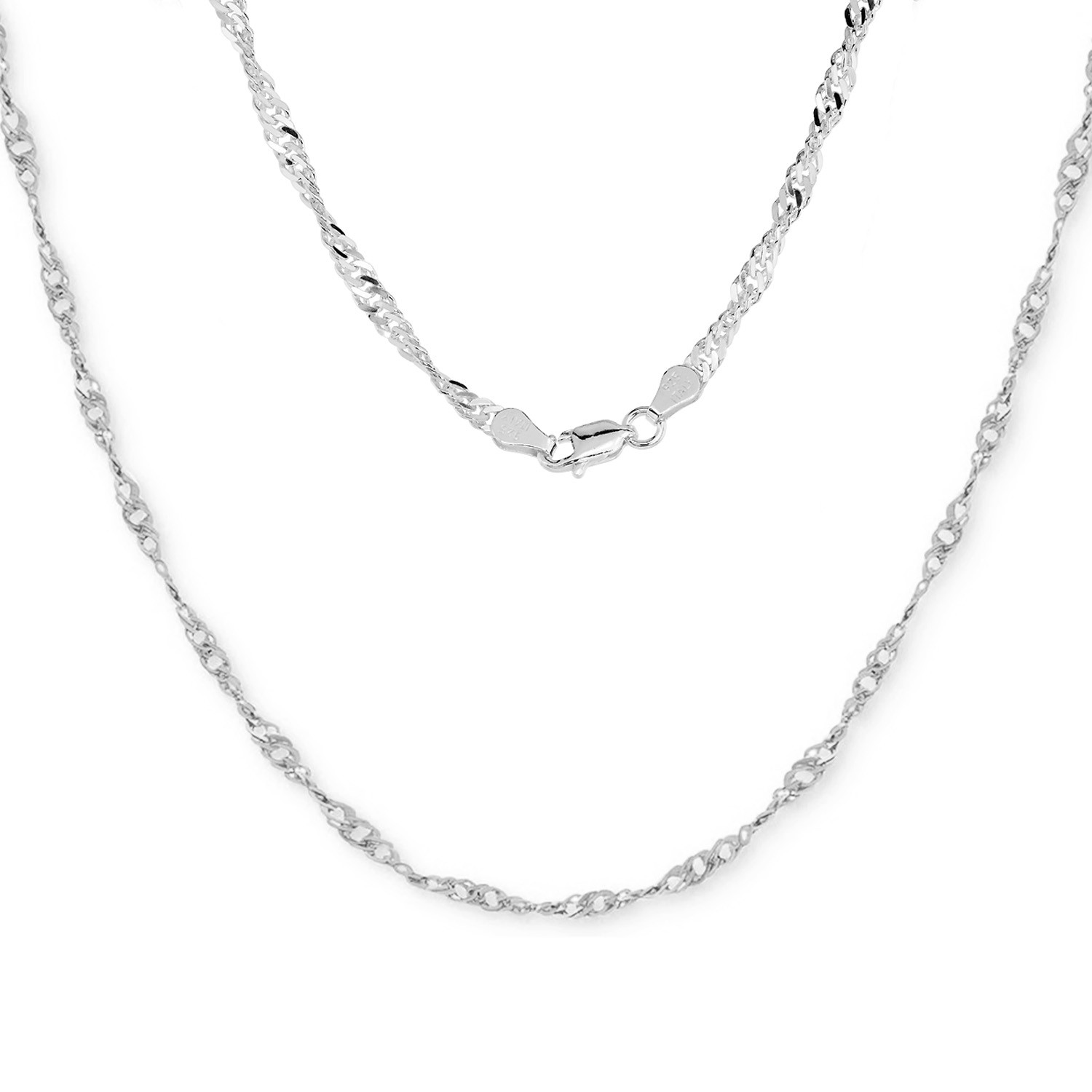 Sterling Silver (Nickel Free) 4 Mm Singapore Chain 20 Inches