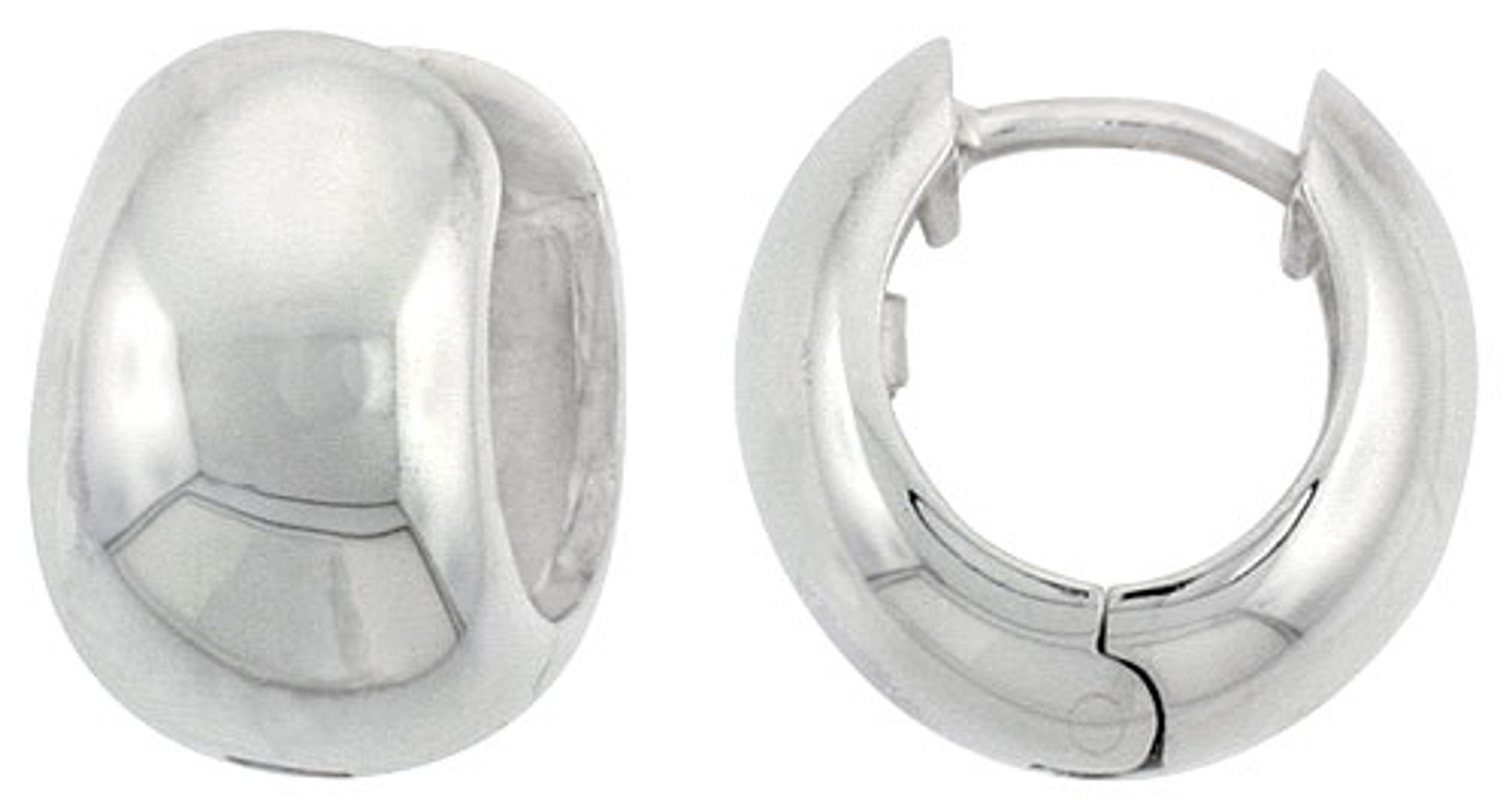 terling Silver Huggie Earrings U-shaped Polished  Finish  9/16 inch (14mm) Wide terling Silver Huggie Earrings U-shaped Polished  Finish  9/16 inch (14mm) Wide