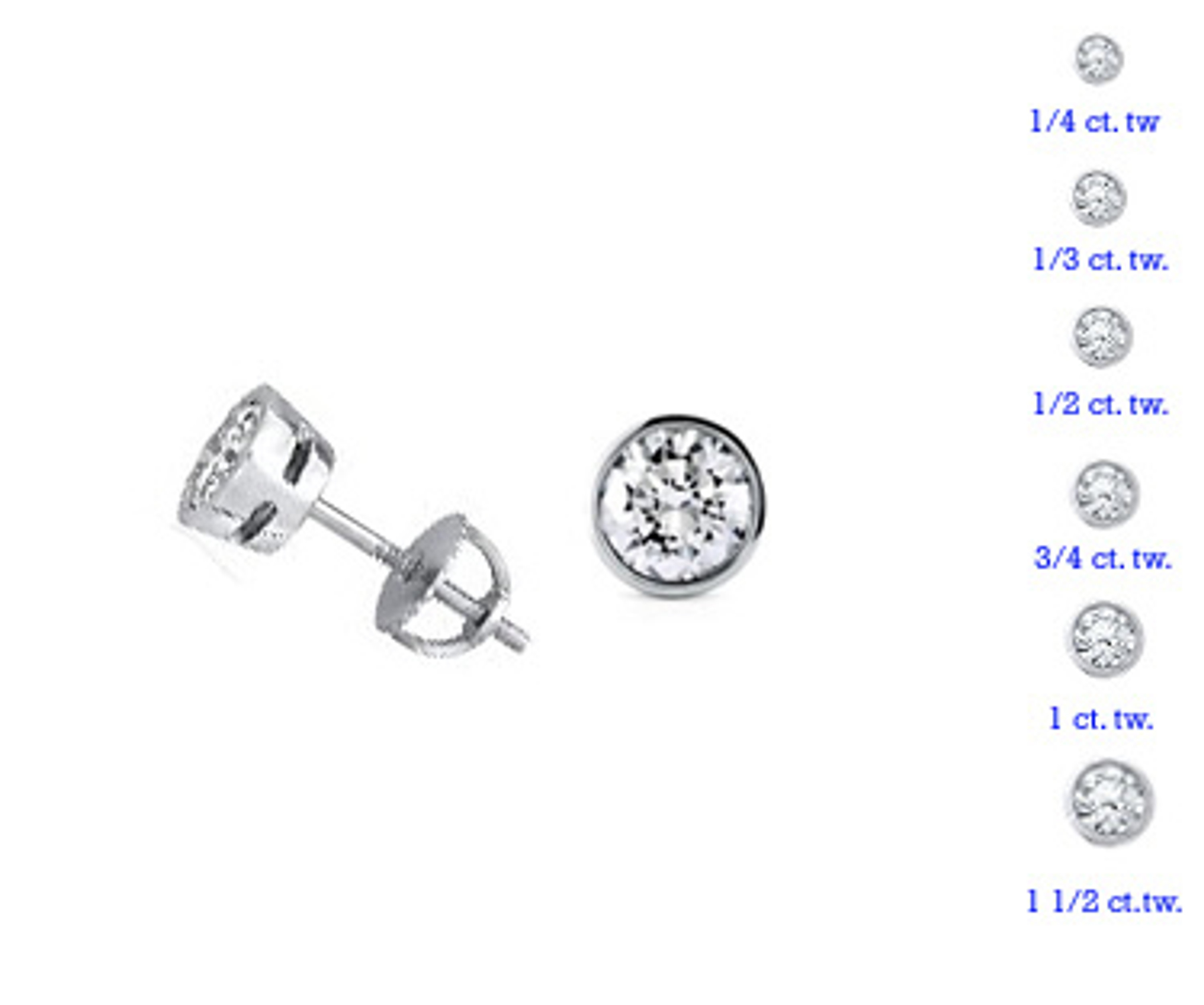 Stunning 1.00 Ct Round Bezel Set Diamond Earrings Stunning 1.00 Ct Round Bezel Set Diamond Earrings