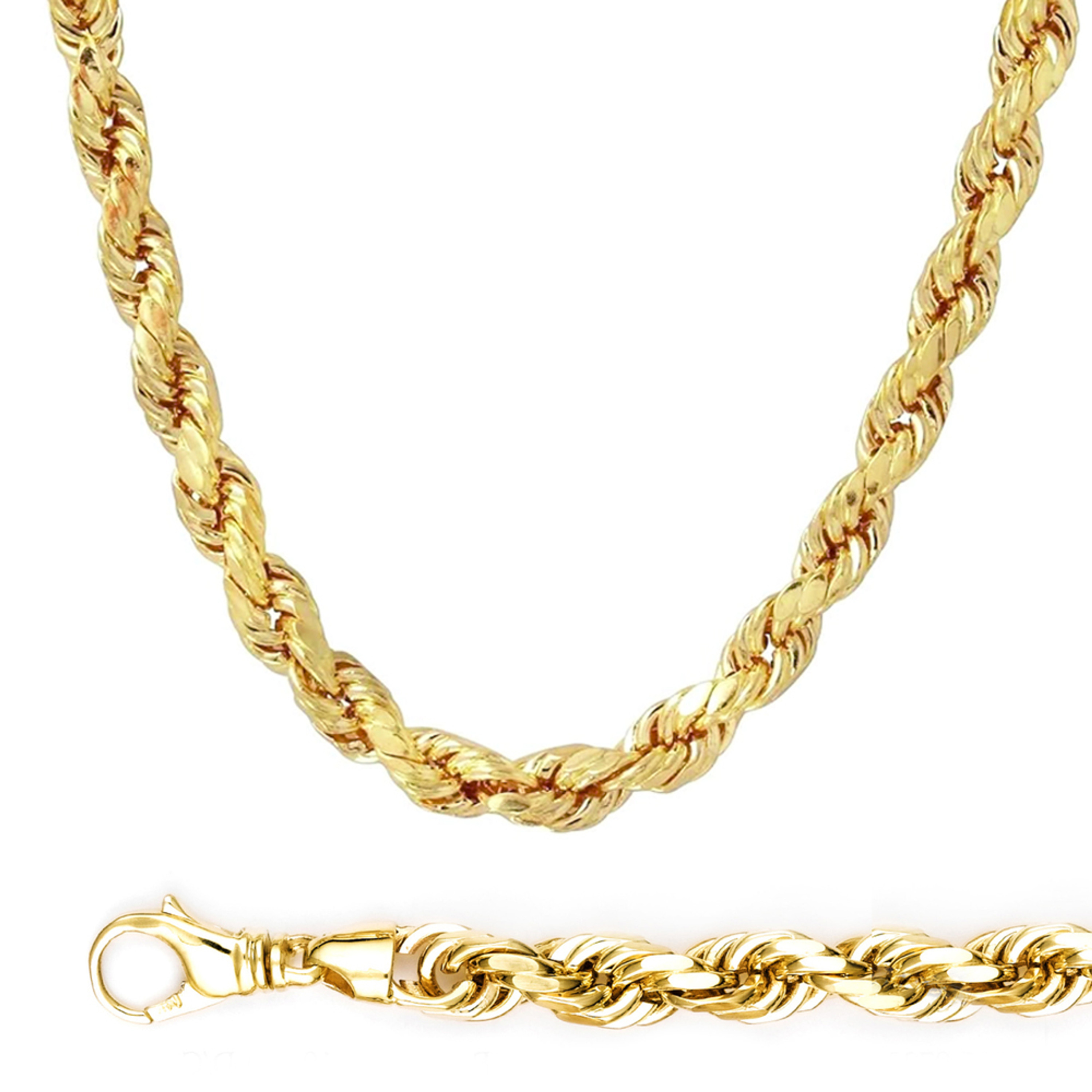 14k Gold 10mm Diamond Cut Rope Bracelet 9 Inches 14k Gold 10mm Diamond Cut Rope Bracelet 9 Inches