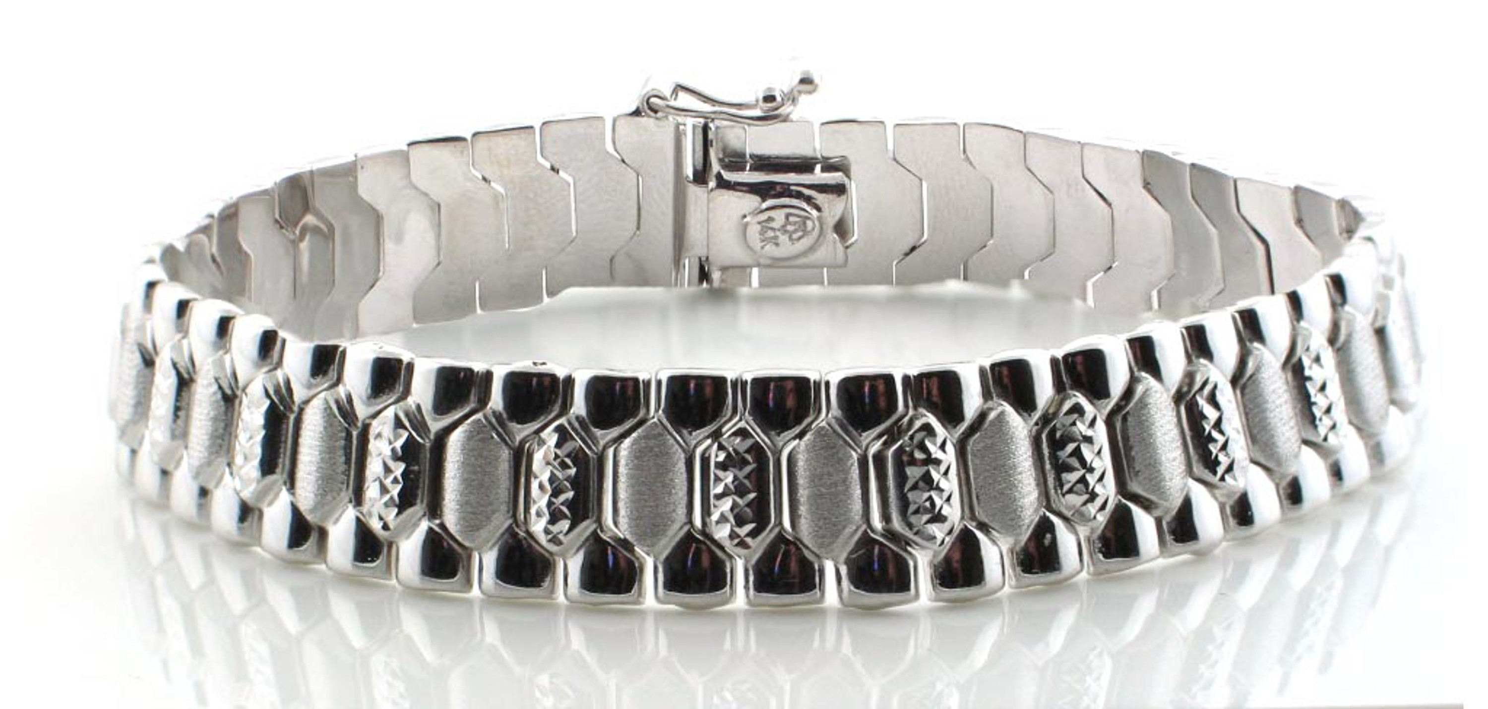 14k White Gold 7/16 Inch Wide Lady's Fancy Bracelet --6666 14k White Gold 7/16 Inch Wide Lady's Fancy Bracelet --6666