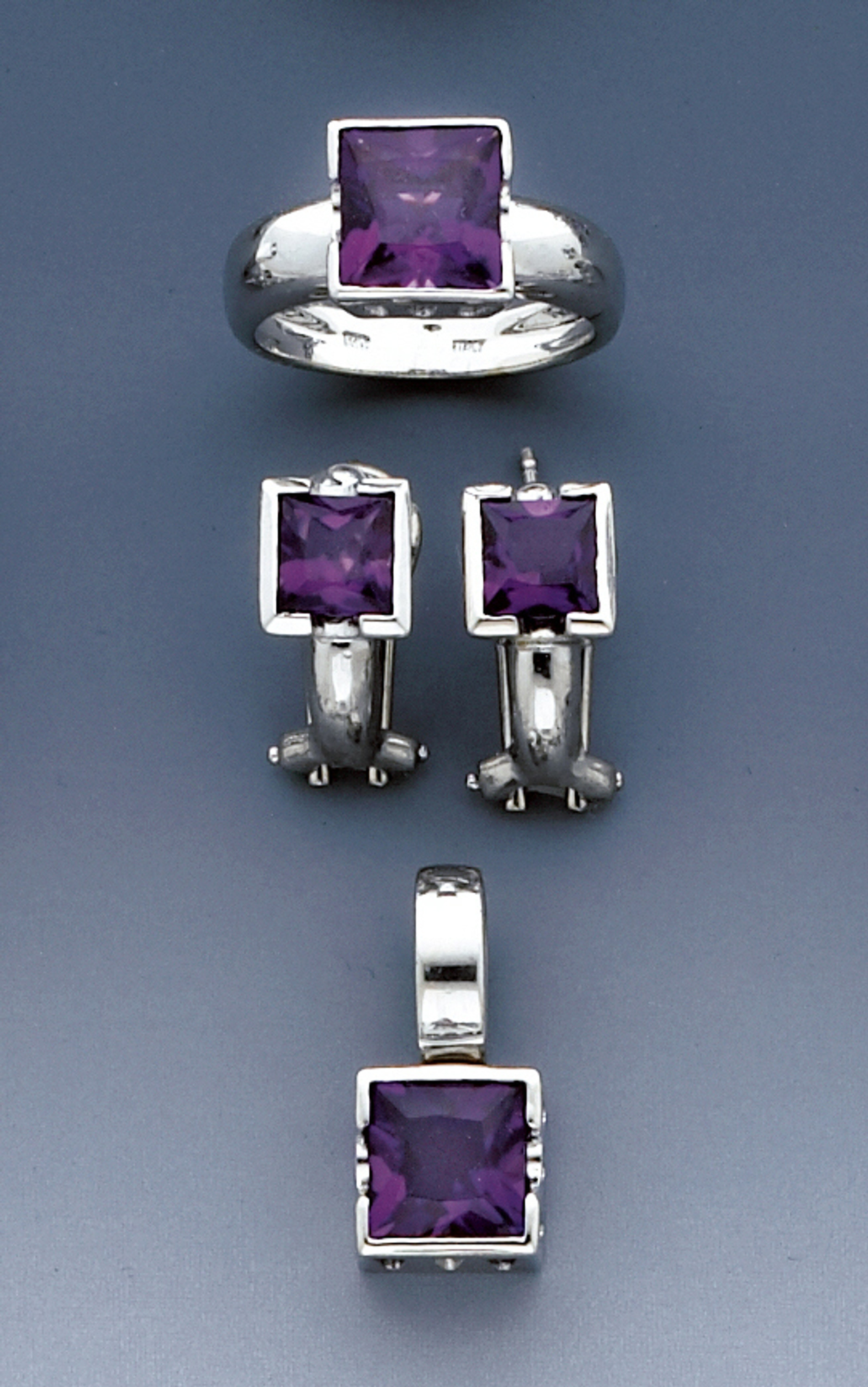 White Gold Amethyst Italian Sets White Gold Amethyst Italian Sets