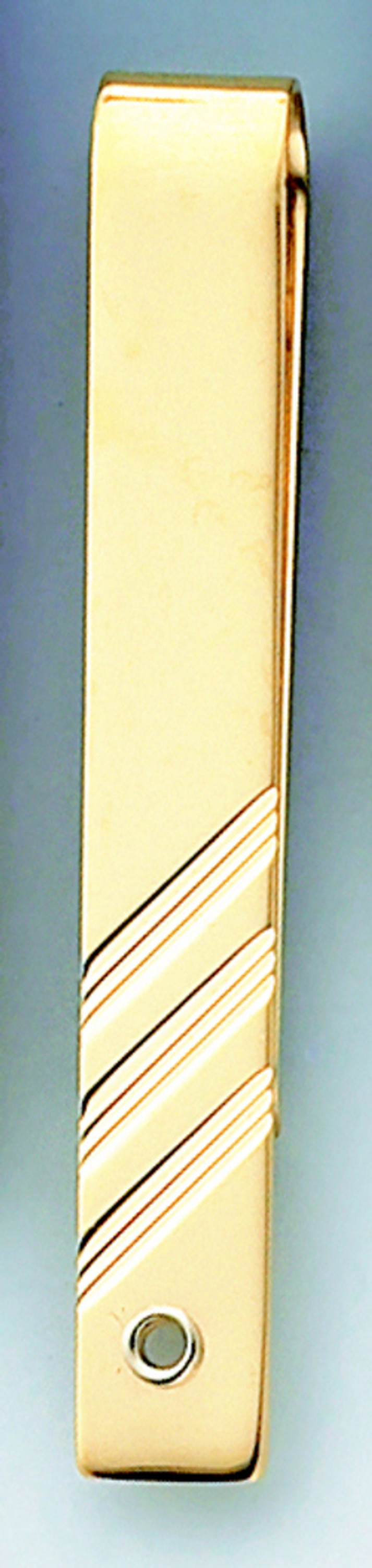 14k Gold Necktie Tie Bar With Three Diagonal Line Pattern