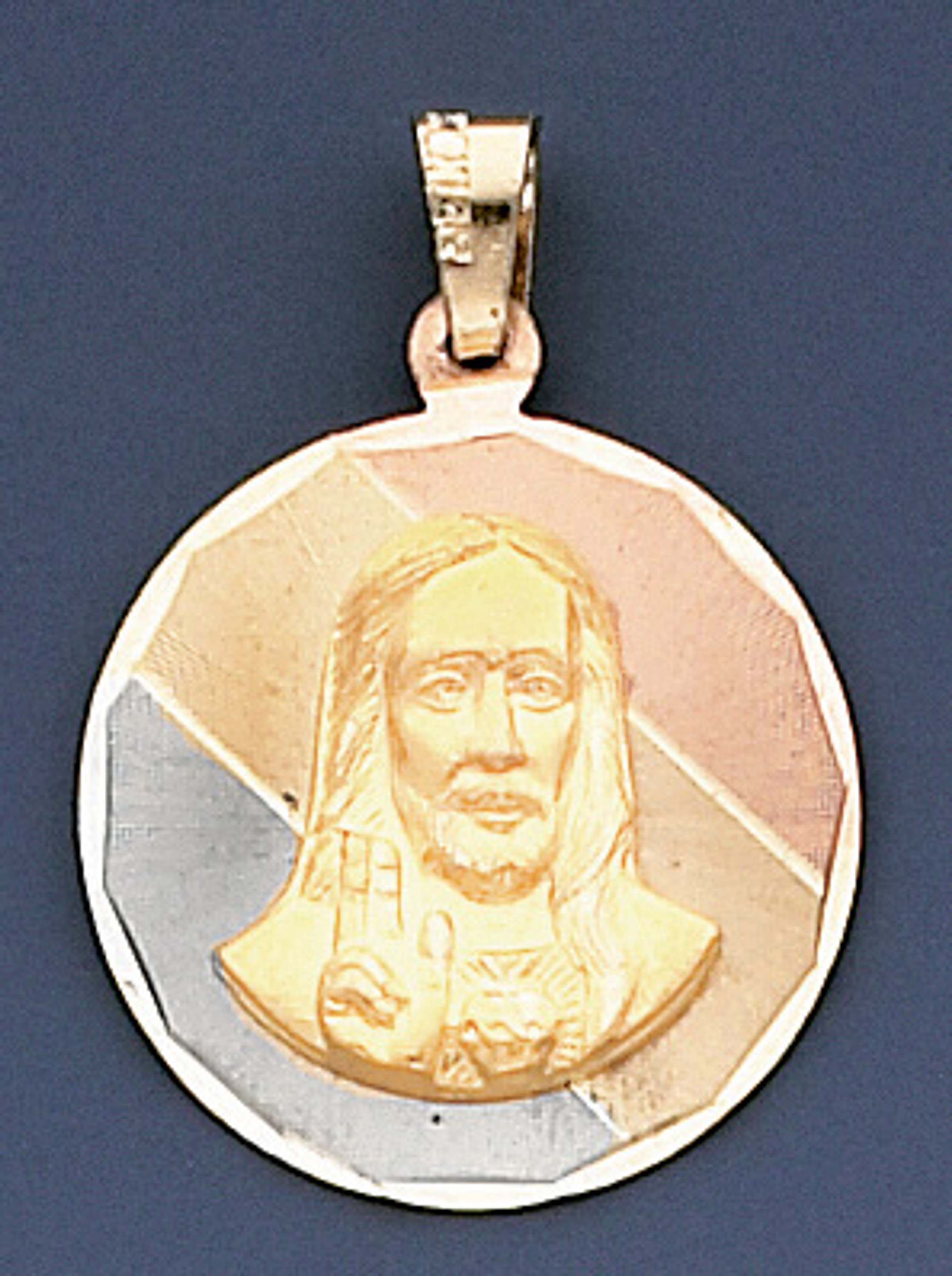 14k Tri Color Gold Medal Of Christ 27.8mm 14k Tri Color Gold Medal Of Christ 27.8mm