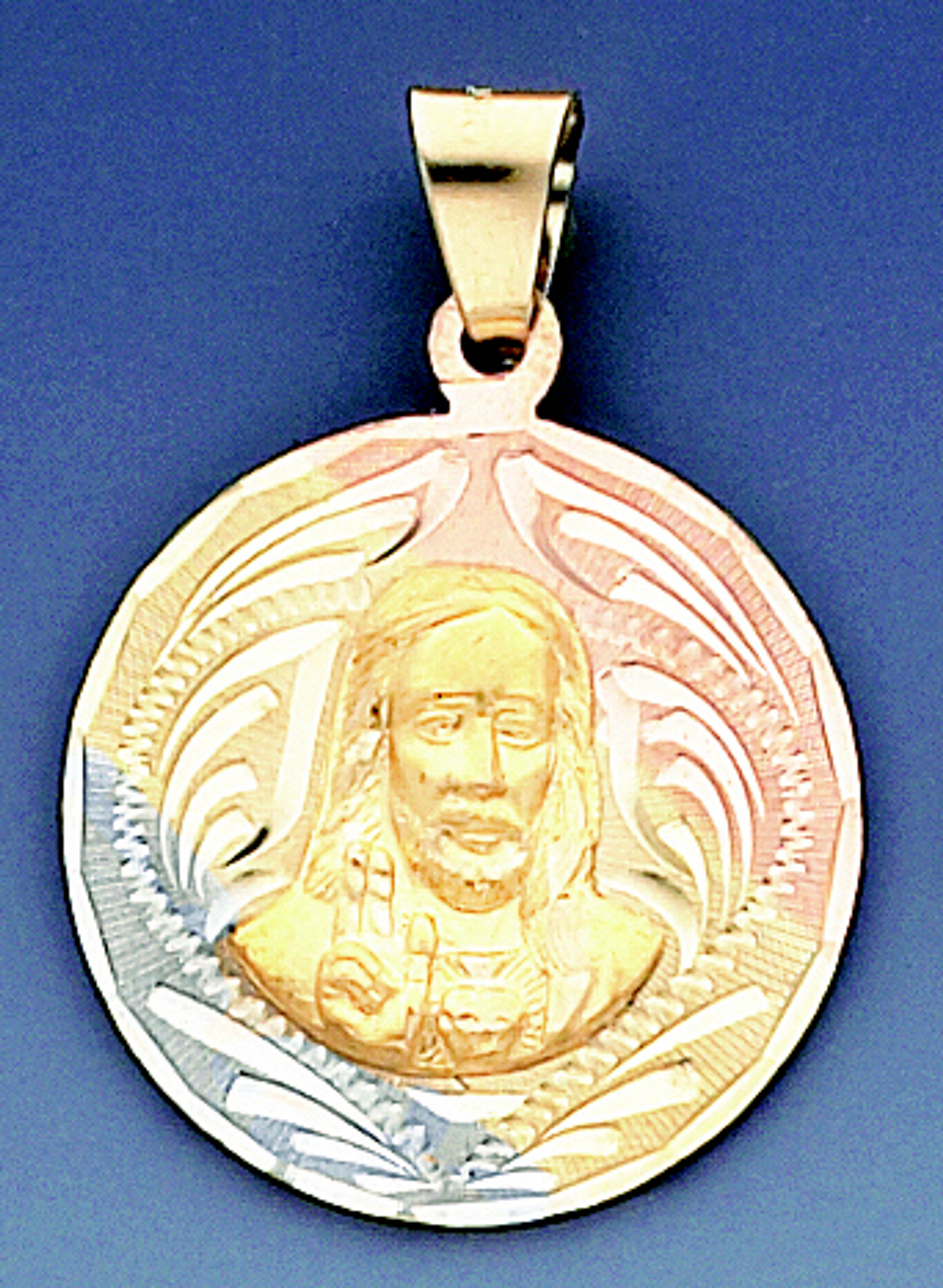 14k Tri Color Gold Medal Of Christ 34.2mm 14k Tri Color Gold Medal Of Christ 34.2mm
