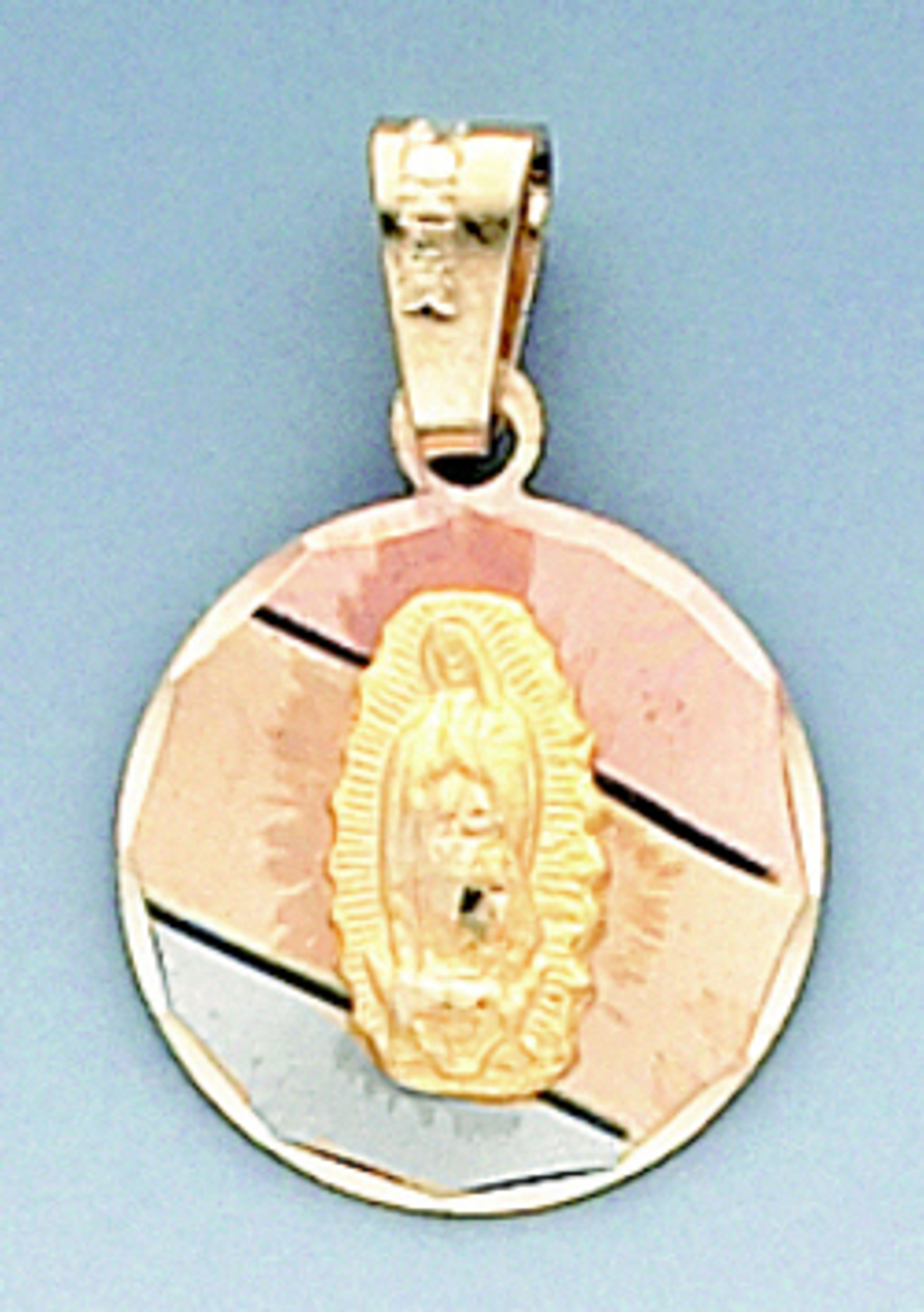 14k Tri Color Gold 16.0mm Round Medal Of Virgin Mary 14k Tri Color Gold 16.0mm Round Medal Of Virgin Mary