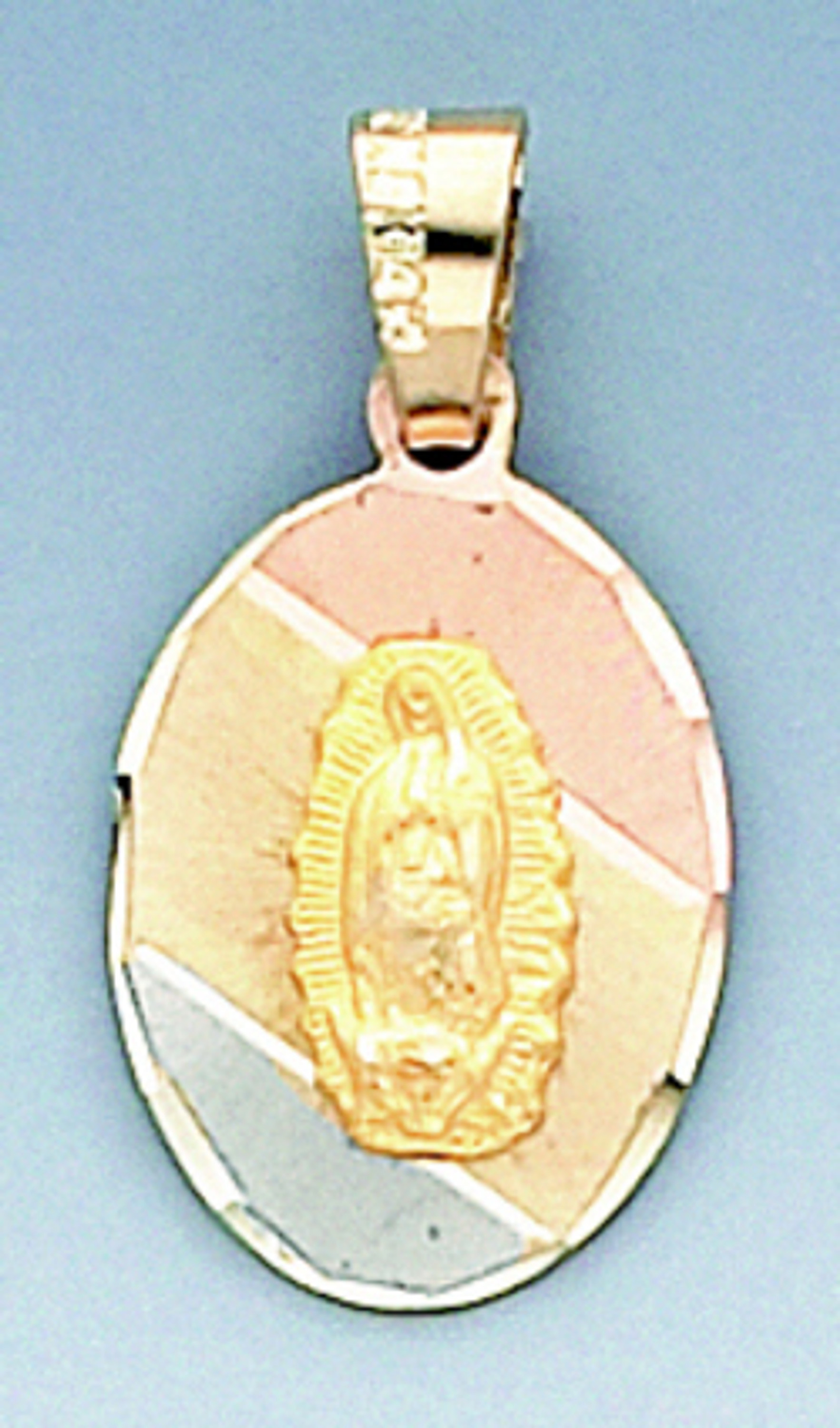 14k Tri Color Gold 22.8mm Oval Medal Of Virgin Mary 14k Tri Color Gold 22.8mm Oval Medal Of Virgin Mary
