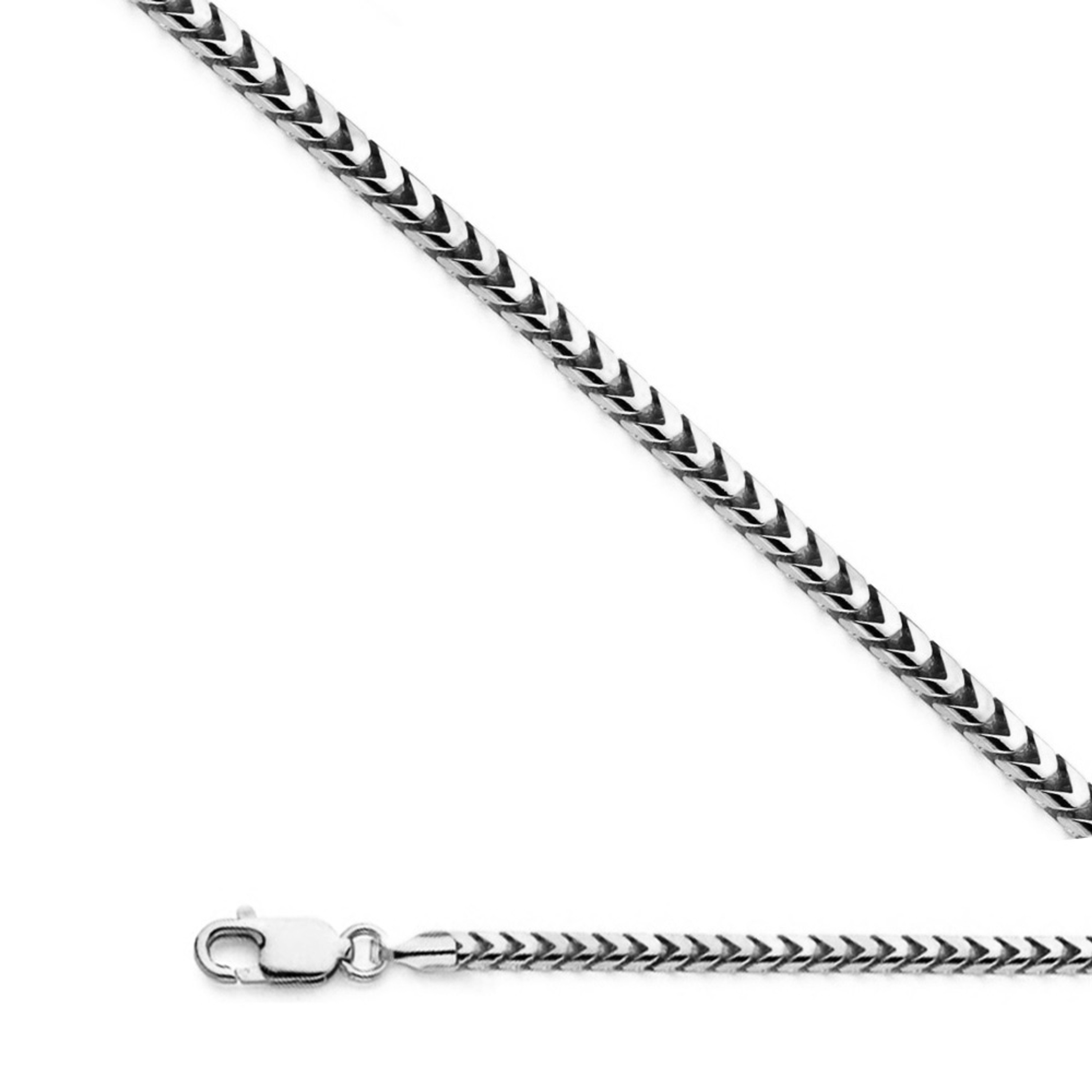 14K White Gold (Nickel Free) Franco Chain 3.6mm 22 Inches 14K White Gold (Nickel Free) Franco Chain 3.6mm 22 Inches