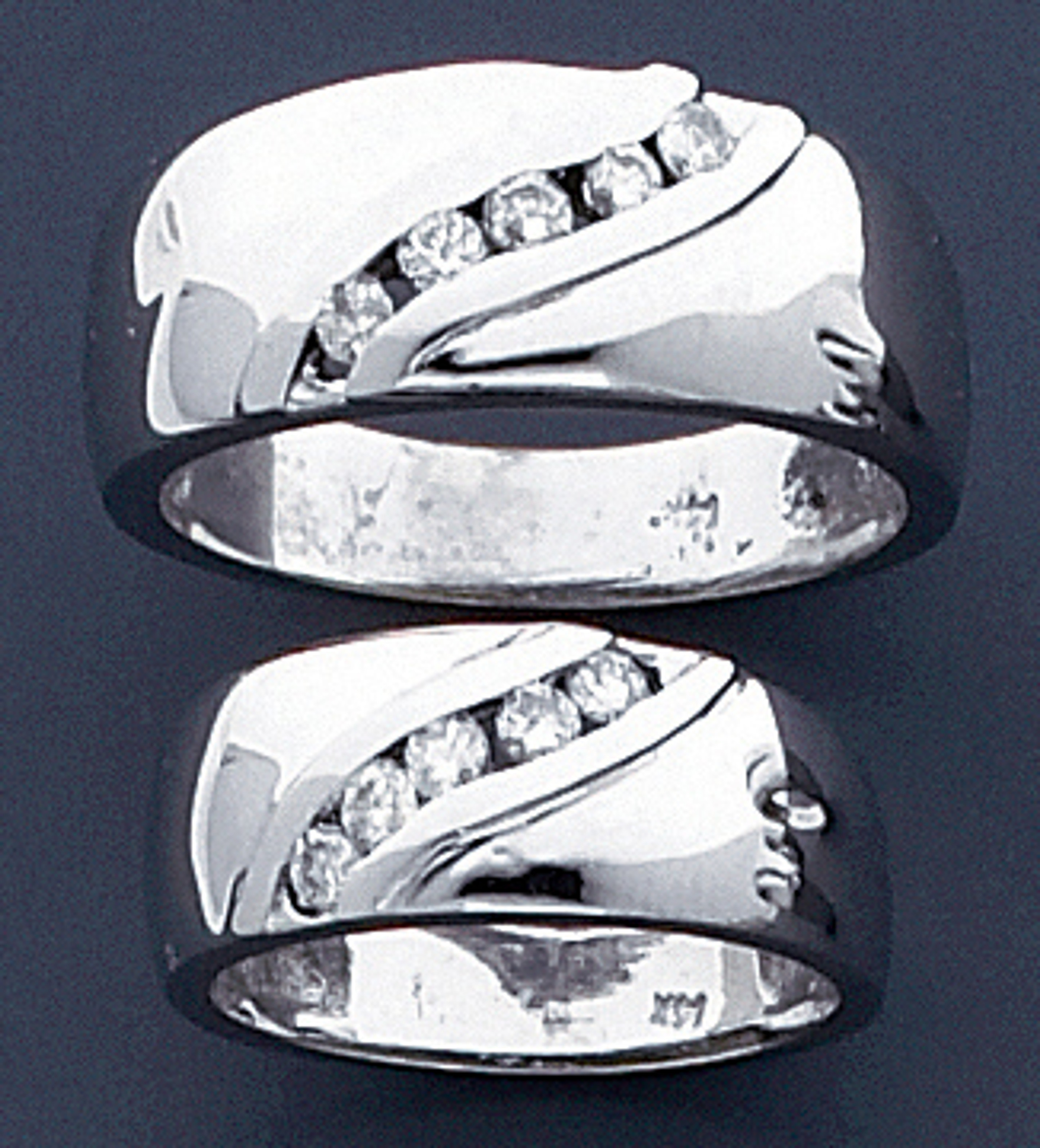 14k White Gold 5 Diamonds Matching Wedding Bands 14k White Gold 5 Diamonds Matching Wedding Bands