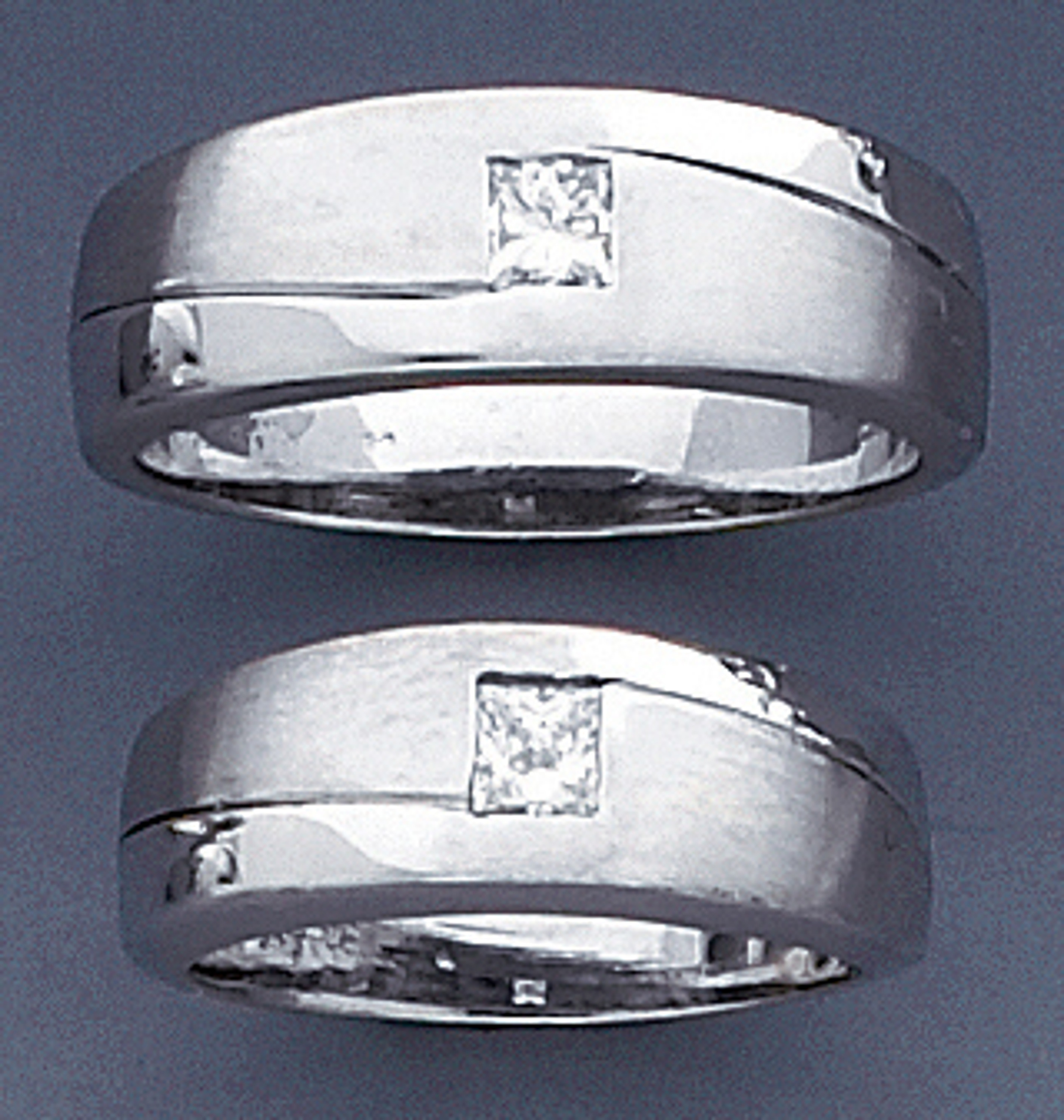 14k White Gold Matching Wedding Bands With A Diamond I 14k White Gold Matching Wedding Bands With A Diamond I