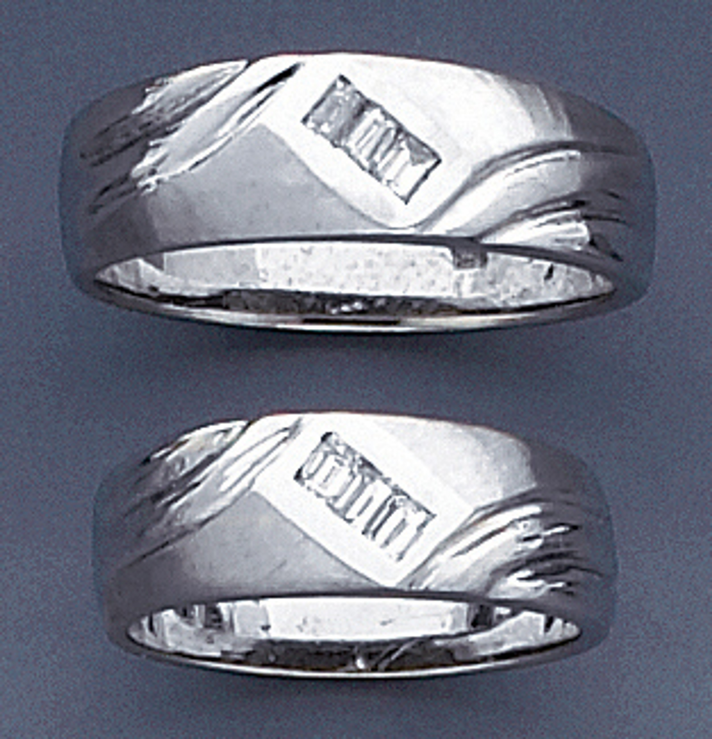 14k White Gold Matching Wedding Bands With 3 Squre Dia 14k White Gold Matching Wedding Bands With 3 Squre Dia