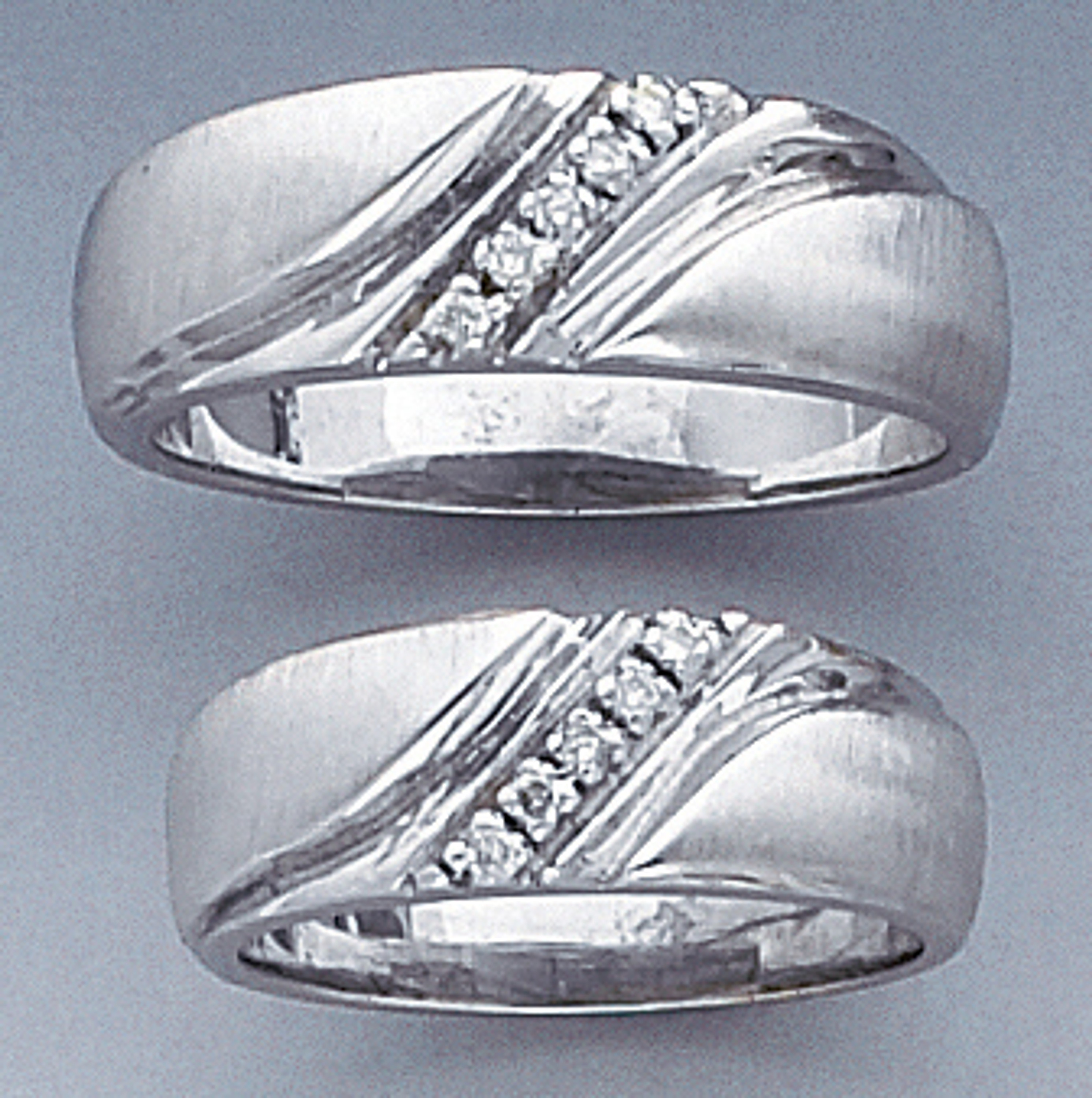 14k White Gold Matching Wedding Bands With .20ct. 5 Diamonds 14k White Gold Matching Wedding Bands With .20ct. 5 Diamonds