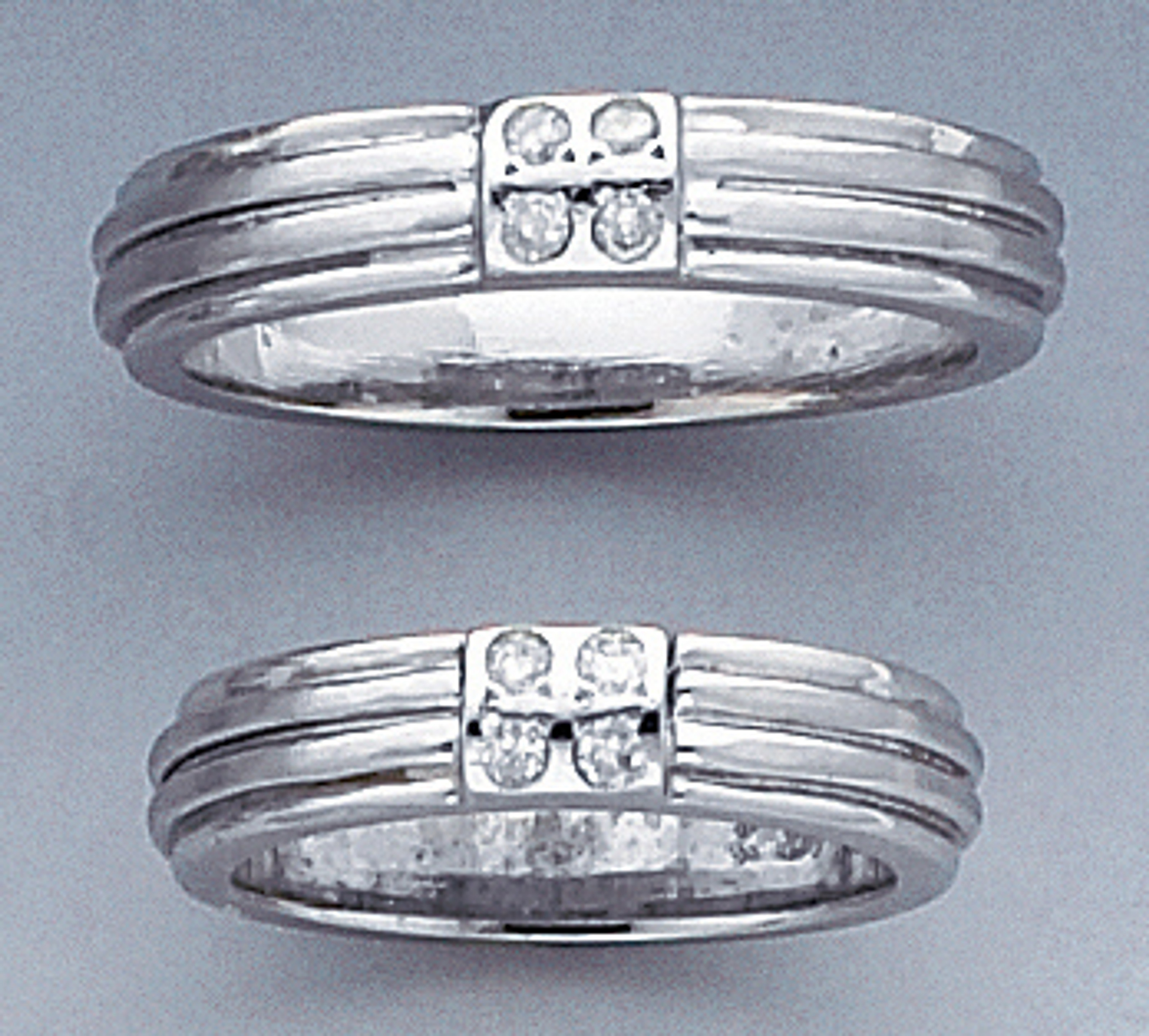 14k White Gold Matching Wedding Bands With 4 Diamonds 14k White Gold Matching Wedding Bands With 4 Diamonds