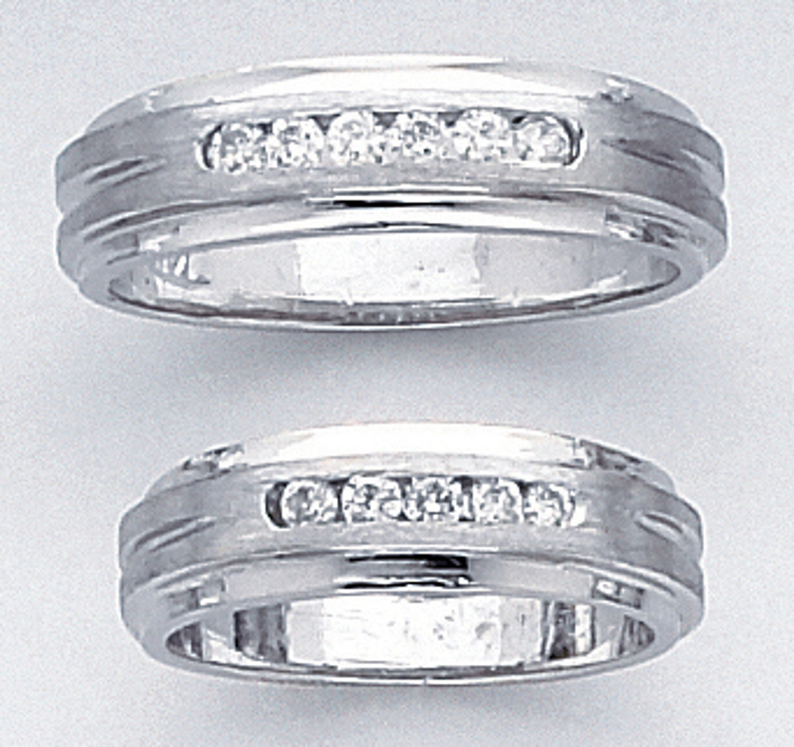 14k White Gold Matching Wedding Bands With 6 Diamonds 14k White Gold Matching Wedding Bands With 6 Diamonds