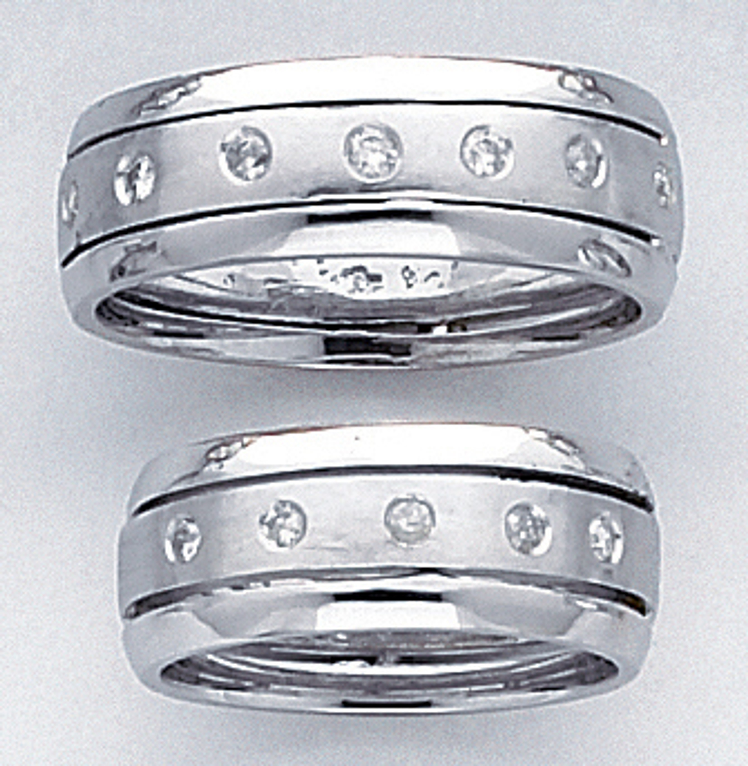 14k White Gold Matching Wedding Bands With Small Diamo 14k White Gold Matching Wedding Bands With Small Diamo