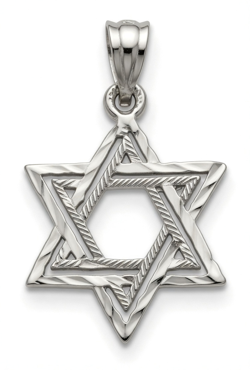 14k White 28.5mm Gold Star Of David Pendant