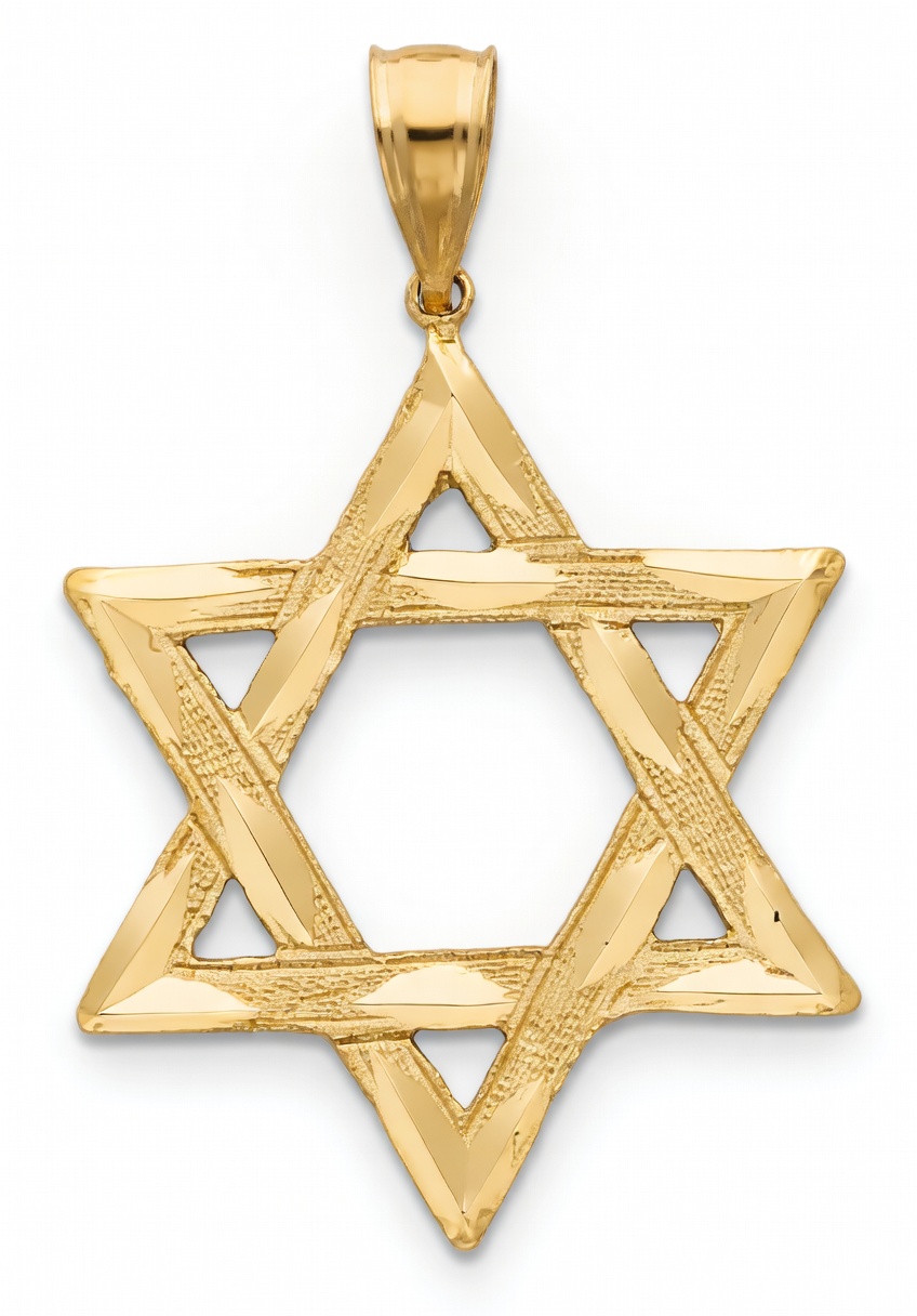 14K Yellow Gold Star of David Pendant – 47.8mm