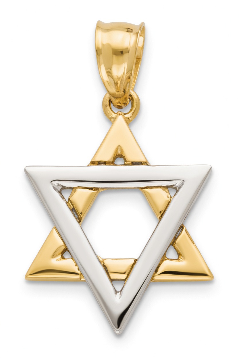 Two-Tone 14K Gold Star of David Pendant – 29mm