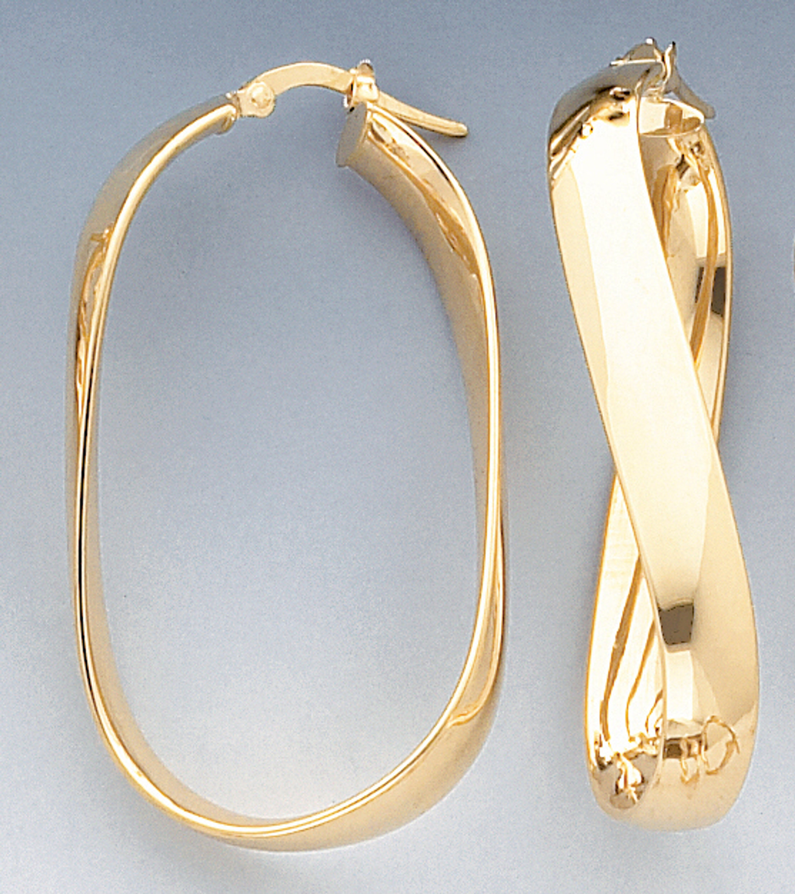 14k Gold Italian 46.5mm Hoop Earrings With Twist Design 14k Gold Italian 46.5mm Hoop Earrings With Twist Design