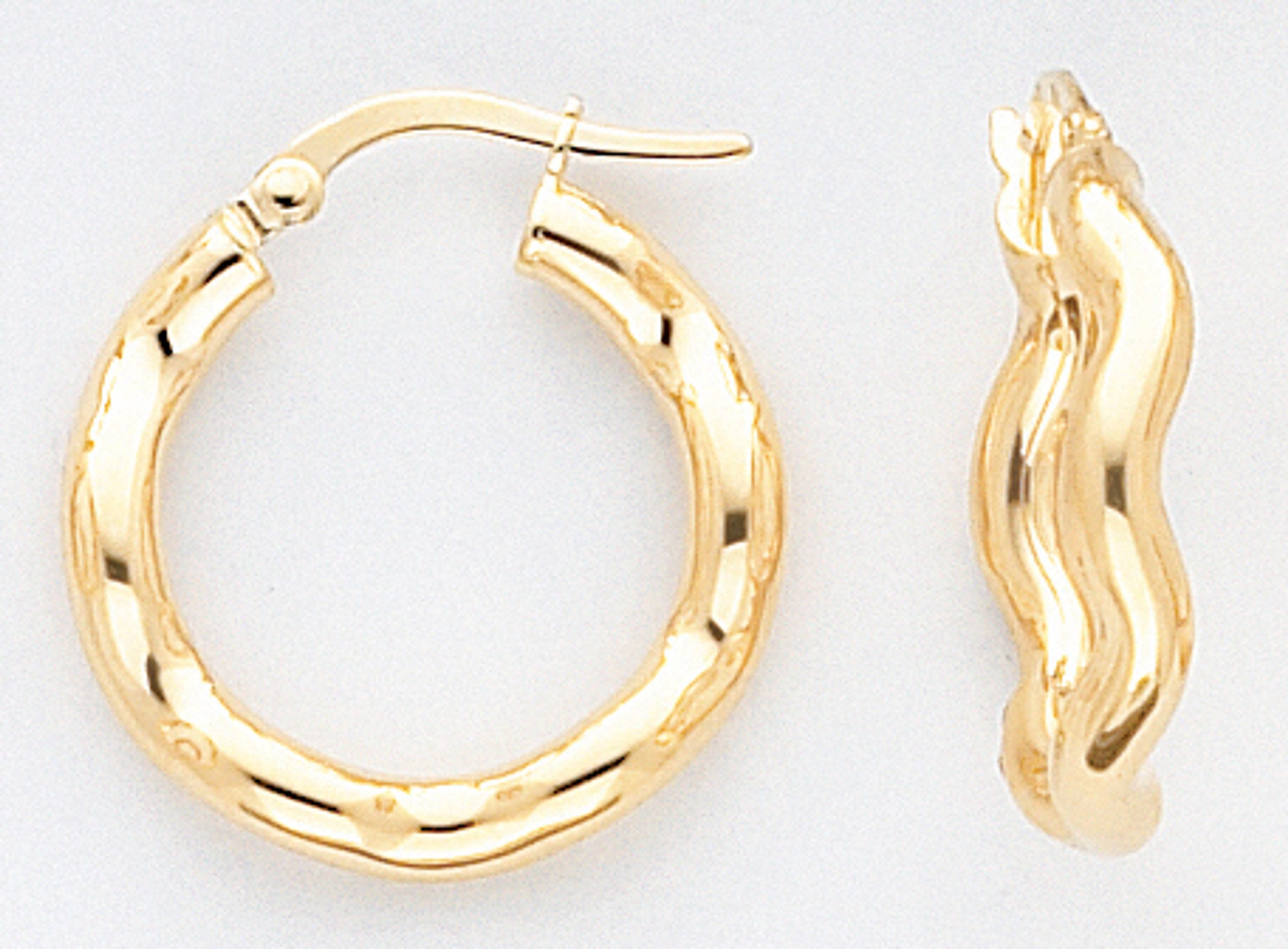 14k Gold Italian 20mm Hoop Earrings With Twist Design --7096 14k Gold Italian 20mm Hoop Earrings With Twist Design --7096