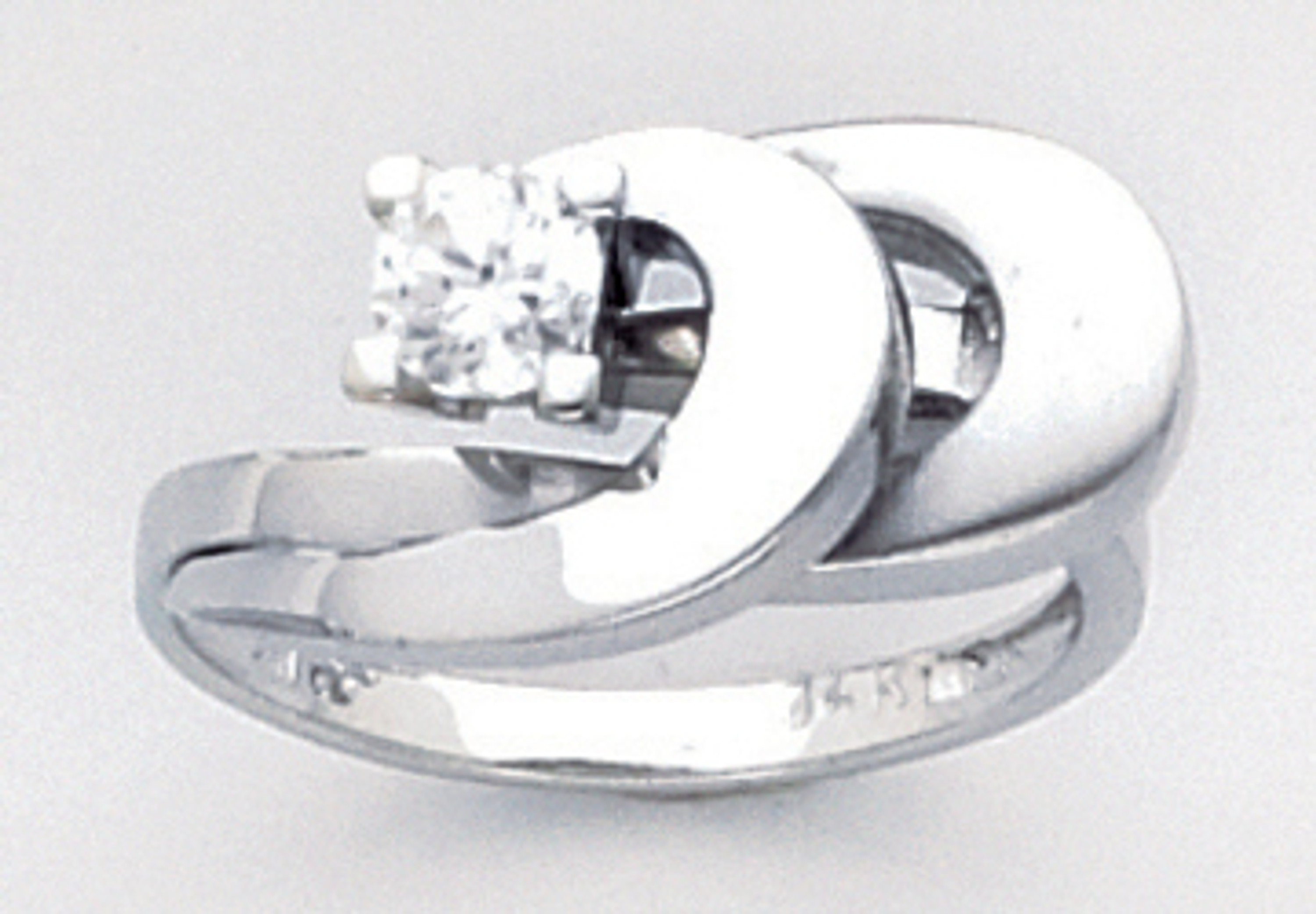 14K White Gold 10.7mm Ring With One 0.35ct. Cubic Zirconia 14K White Gold 10.7mm Ring With One 0.35ct. Cubic Zirconia