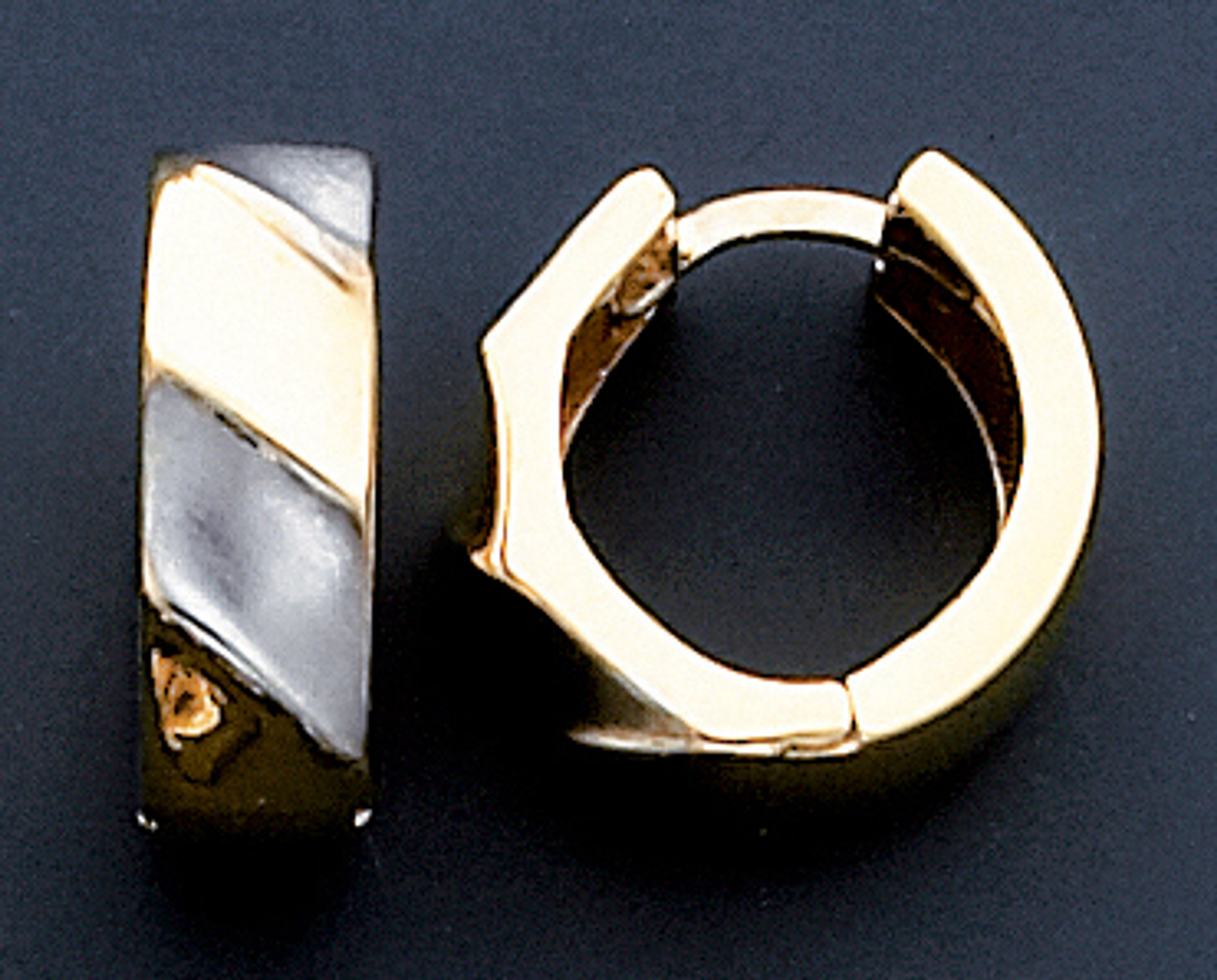 14k Two Tone Gold 17.9mm Huggies Earring. 14k Two Tone Gold 17.9mm Huggies Earring.