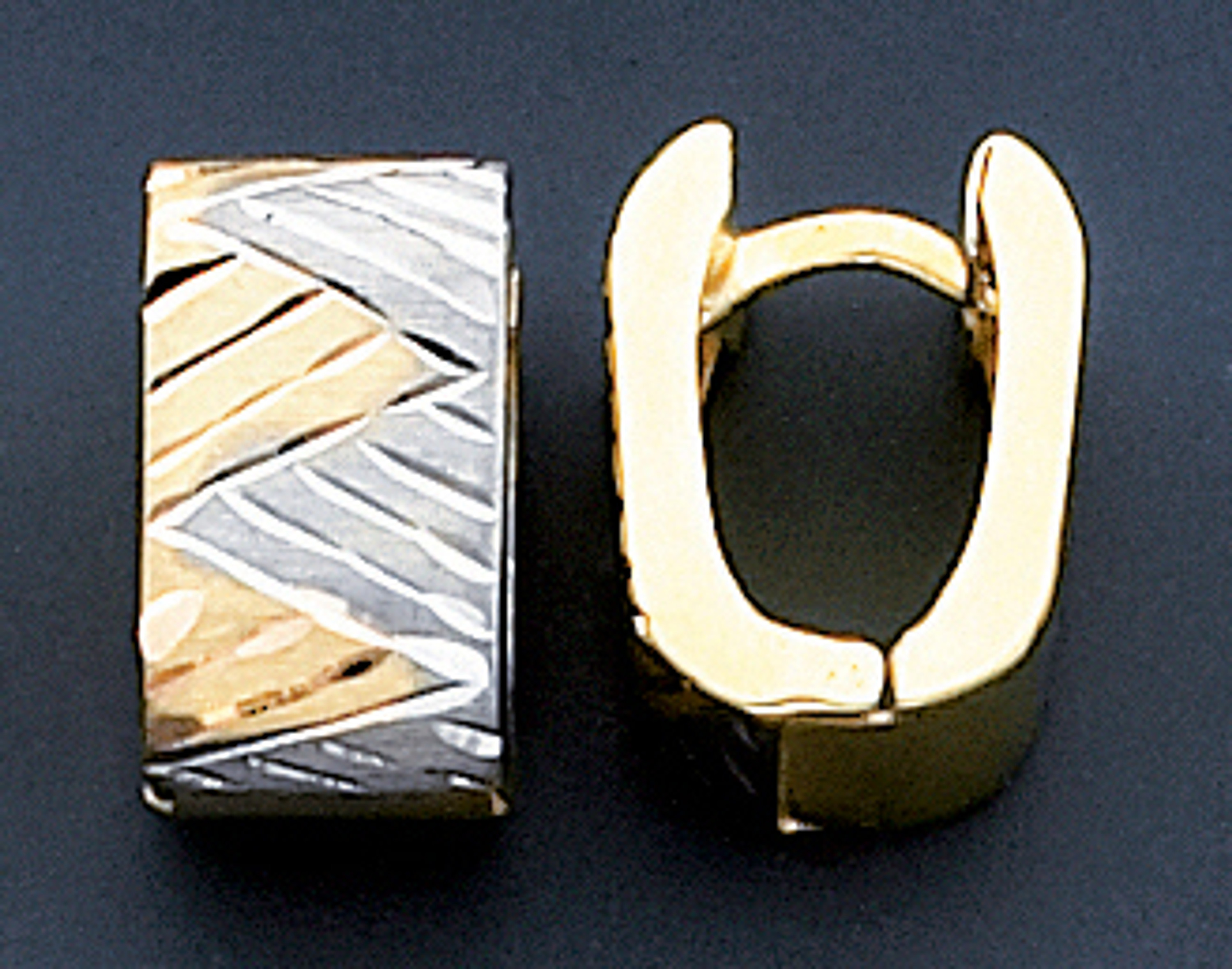 14k Tri Color Gold 14.54mm Huggies Earring. 14k Tri Color Gold 14.54mm Huggies Earring.