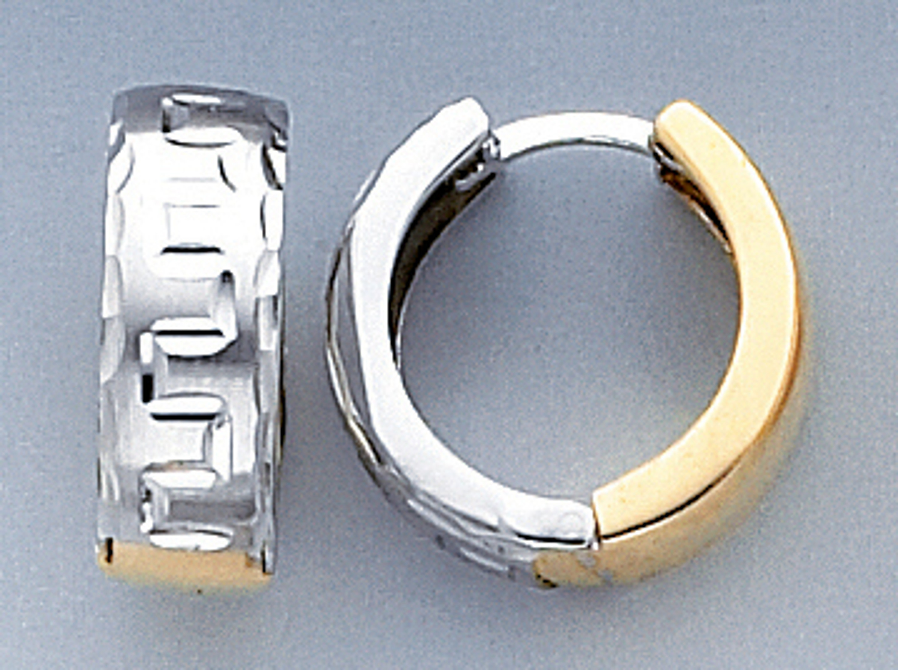 14k Yellow And White Gold  16.93mm Height by 6.15mm  Huggies Earring. 14k Yellow And White Gold  16.93mm Height by 6.15mm  Huggies Earring.