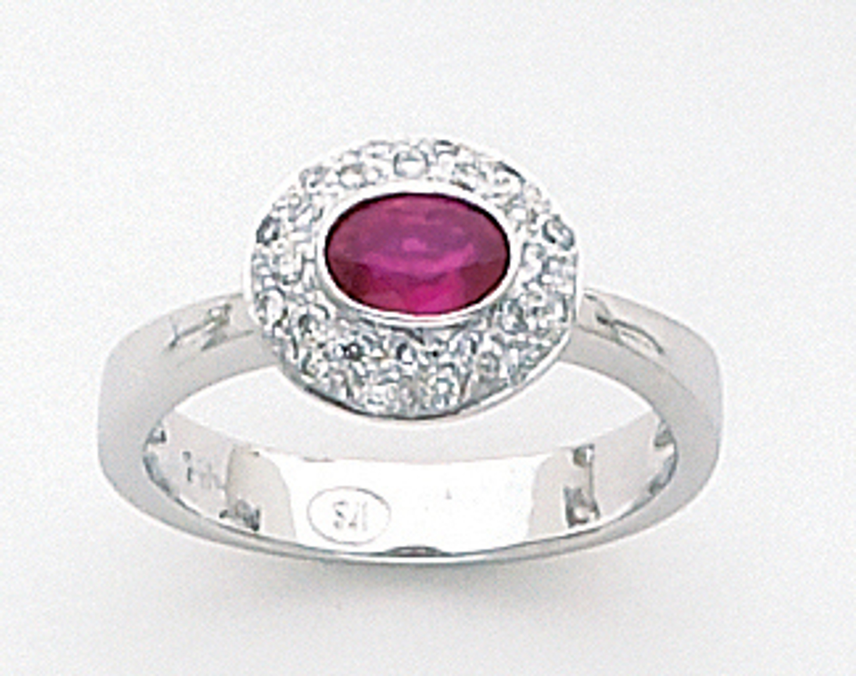 White Gold Ring With Ruby 0.56 Ct And 0.15 Ct Diamond White Gold Ring With Ruby 0.56 Ct And 0.15 Ct Diamond