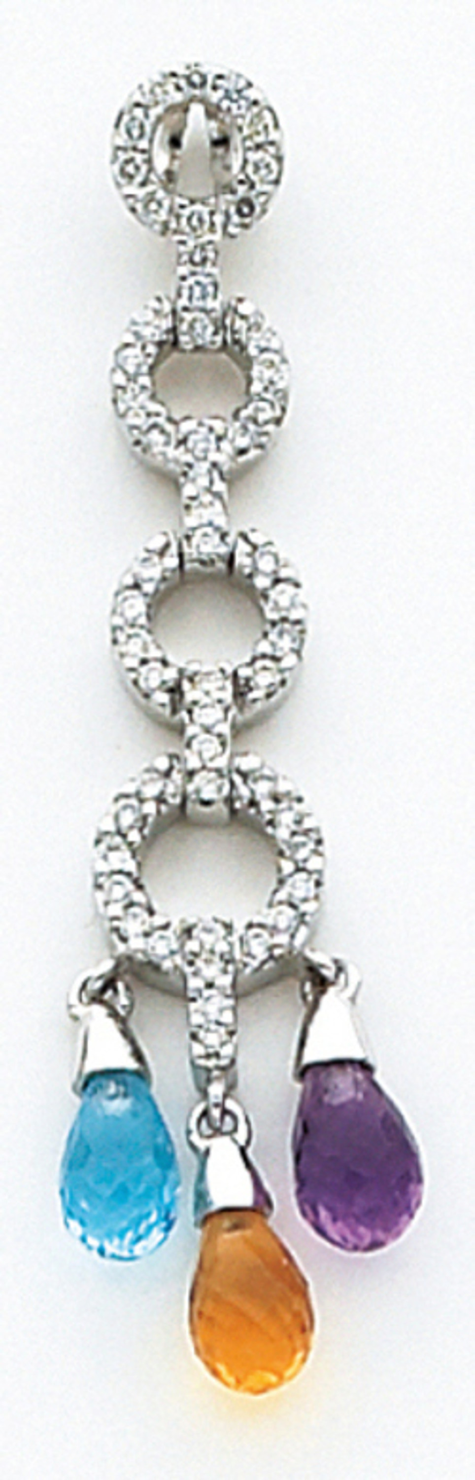 14k White Gold Pendant With Diamond And Semi Precious stones 14k White Gold Pendant With Diamond And Semi Precious stones